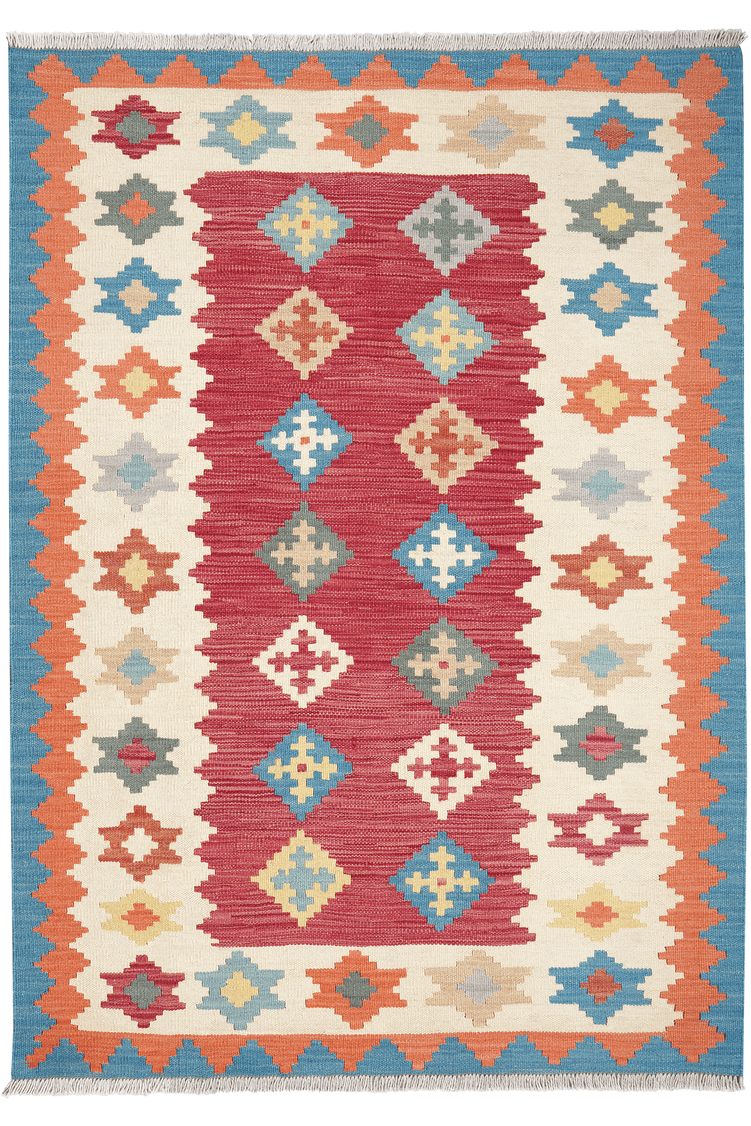 Kelim Gashgai — Handmade, 125x177 cm, Red, 100% Virgin Wool | Main view