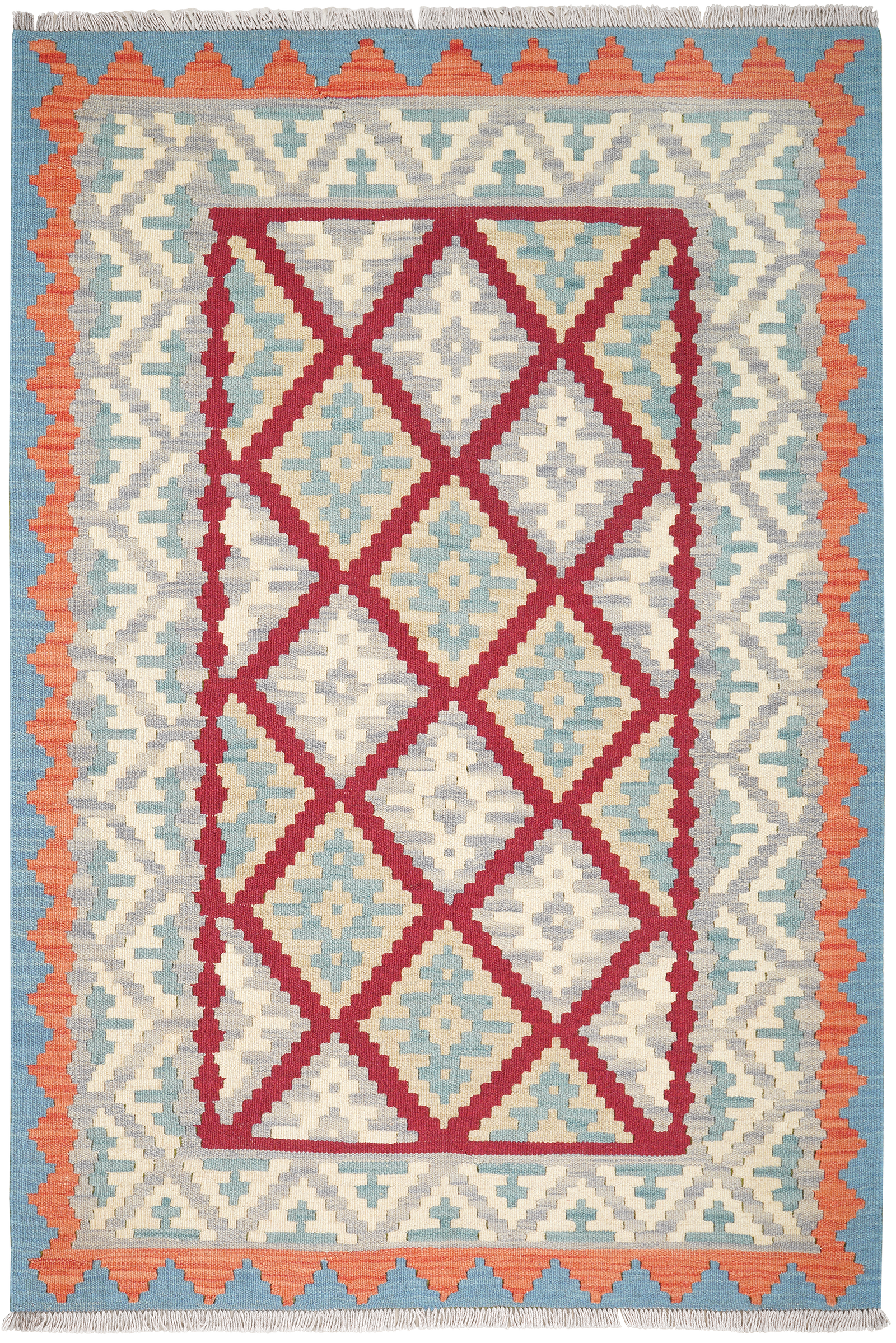 Kelim Gashgai — Handgefertigt, 183x125 cm, Beige, 100% Virgin Wool | Main view