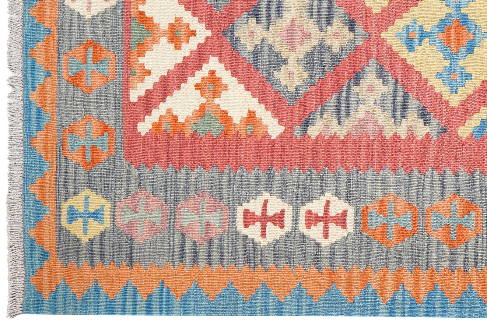 Kelim Gashgai — Handmade, 129x180 cm, Red, 100% Virgin Wool | View 3