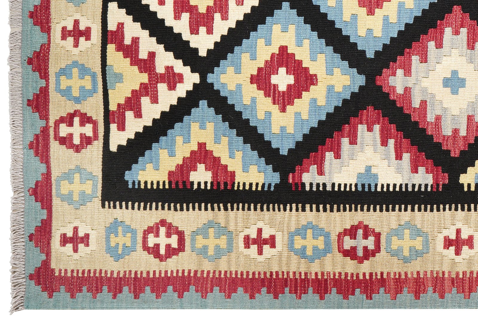 Kelim Gashgai — Handmade, 157x204 cm, Black, 100% Virgin Wool | View 3