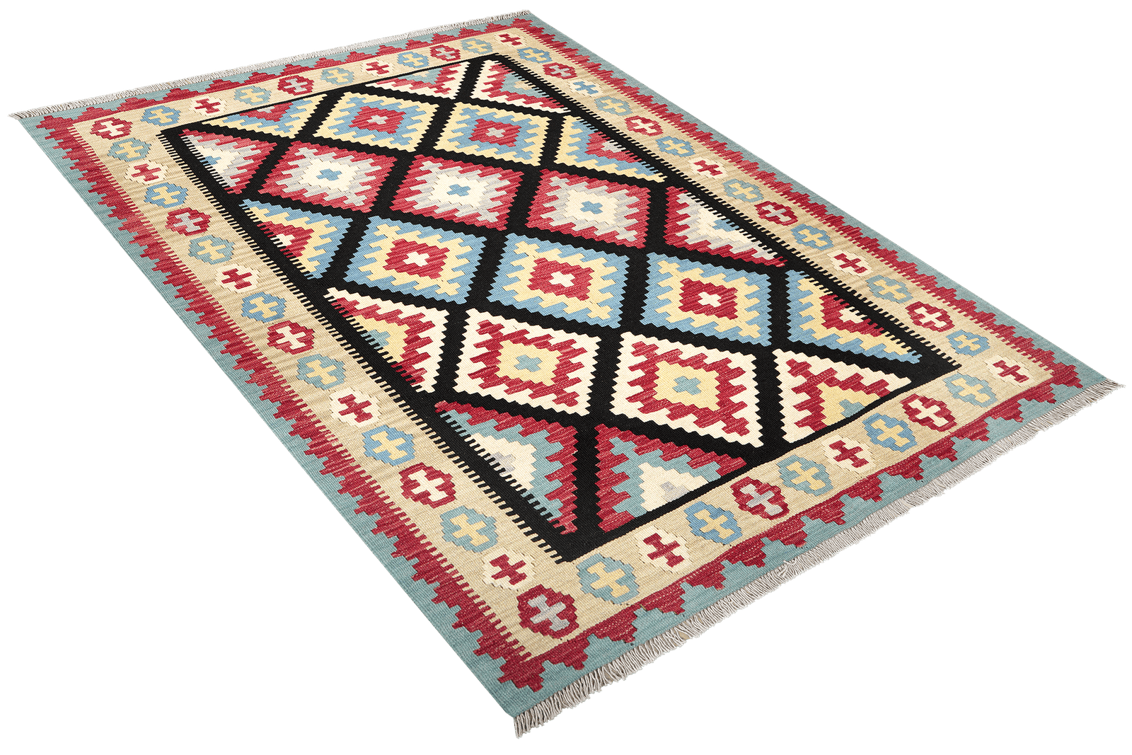 Kelim Gashgai — Handmade, 157x204 cm, Black, 100% Virgin Wool | View 4