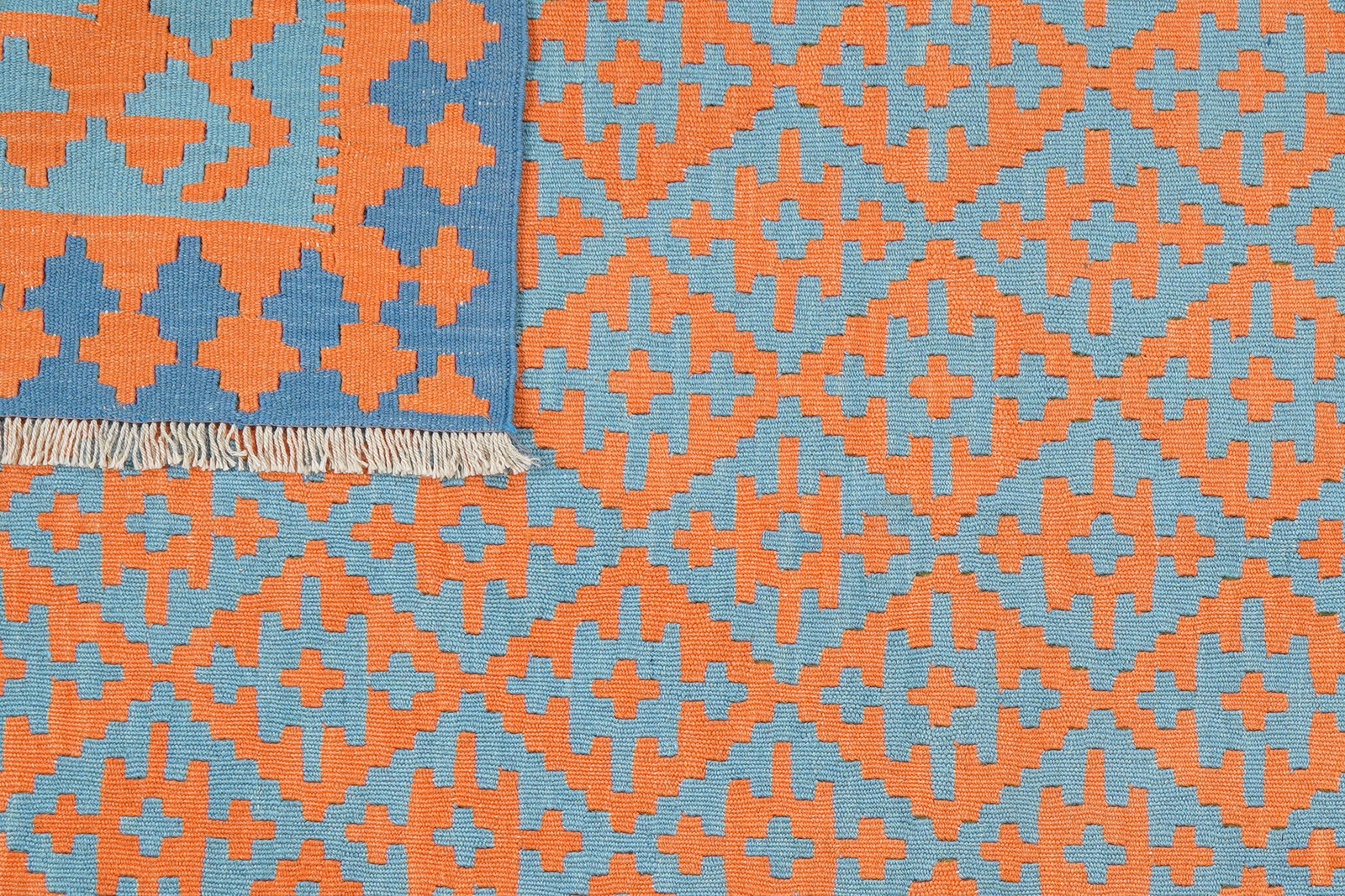 Kelim Gashgai — Handgefertigt, 197x153 cm, Orange, 100% Virgin Wool | View 7