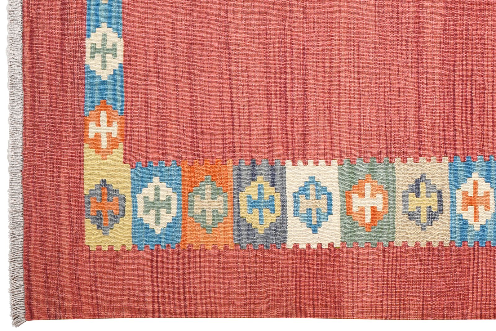 Kelim Gashgai — Handmade, 151x201 cm, Red, 100% Virgin Wool | View 3