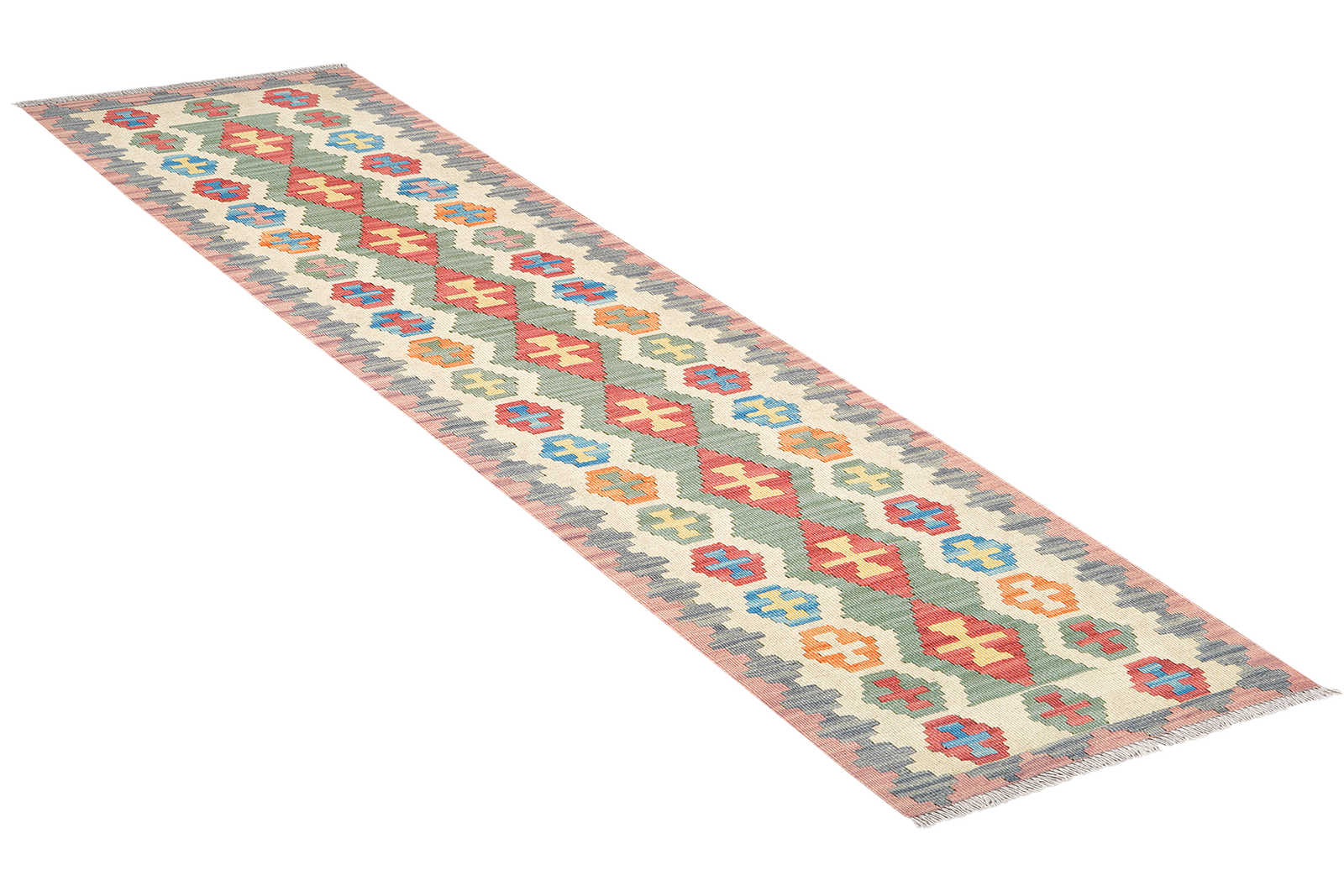 Kelim Gashgai — Handgefertigt, 244x61 cm, Beige, 100% Virgin Wool | View 5