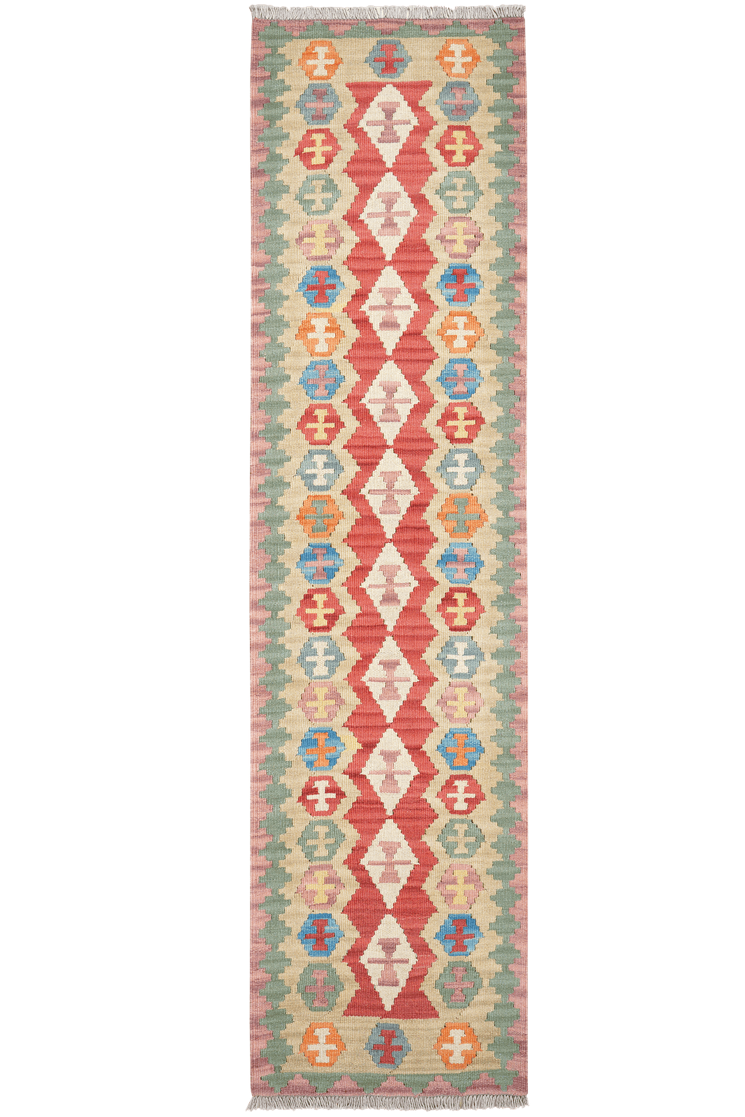 Kelim Gashgai — Handmade, 60x244 cm, Red, 100% Virgin Wool | Main view