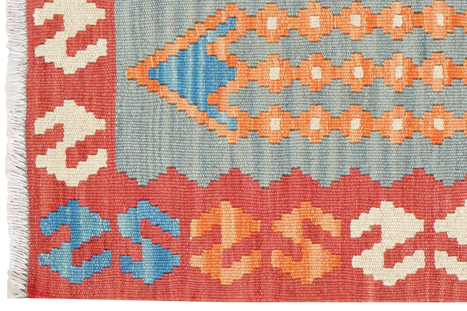 Kelim Gashgai — Handmade, 59x190 cm, Green, 100% Virgin Wool | View 3