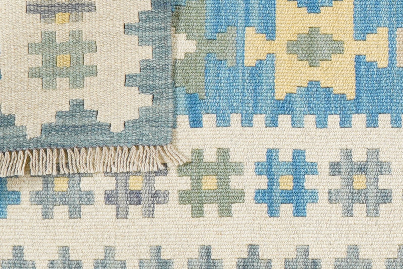 Kelim Gashgai — Handmade, 57x196 cm, Blue, 100% Virgin Wool | View 6