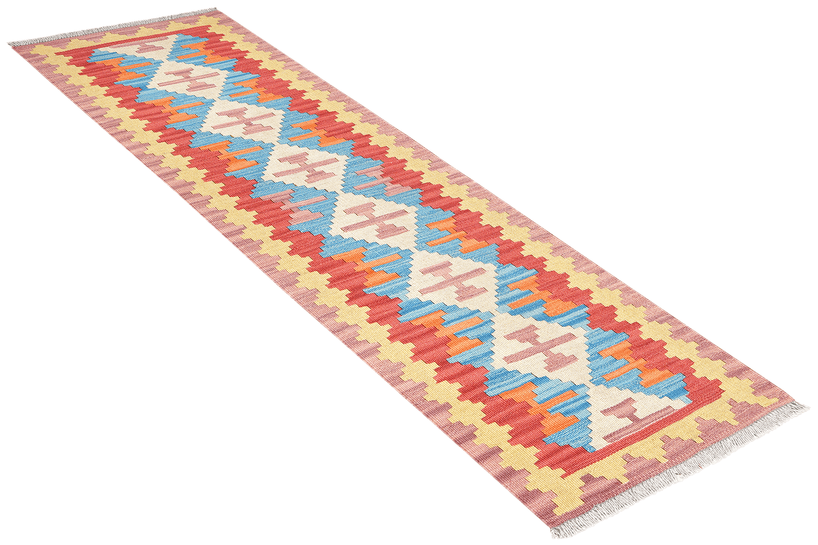 Kelim Gashgai — Handmade, 58x187 cm, Blue, 100% Virgin Wool | View 4