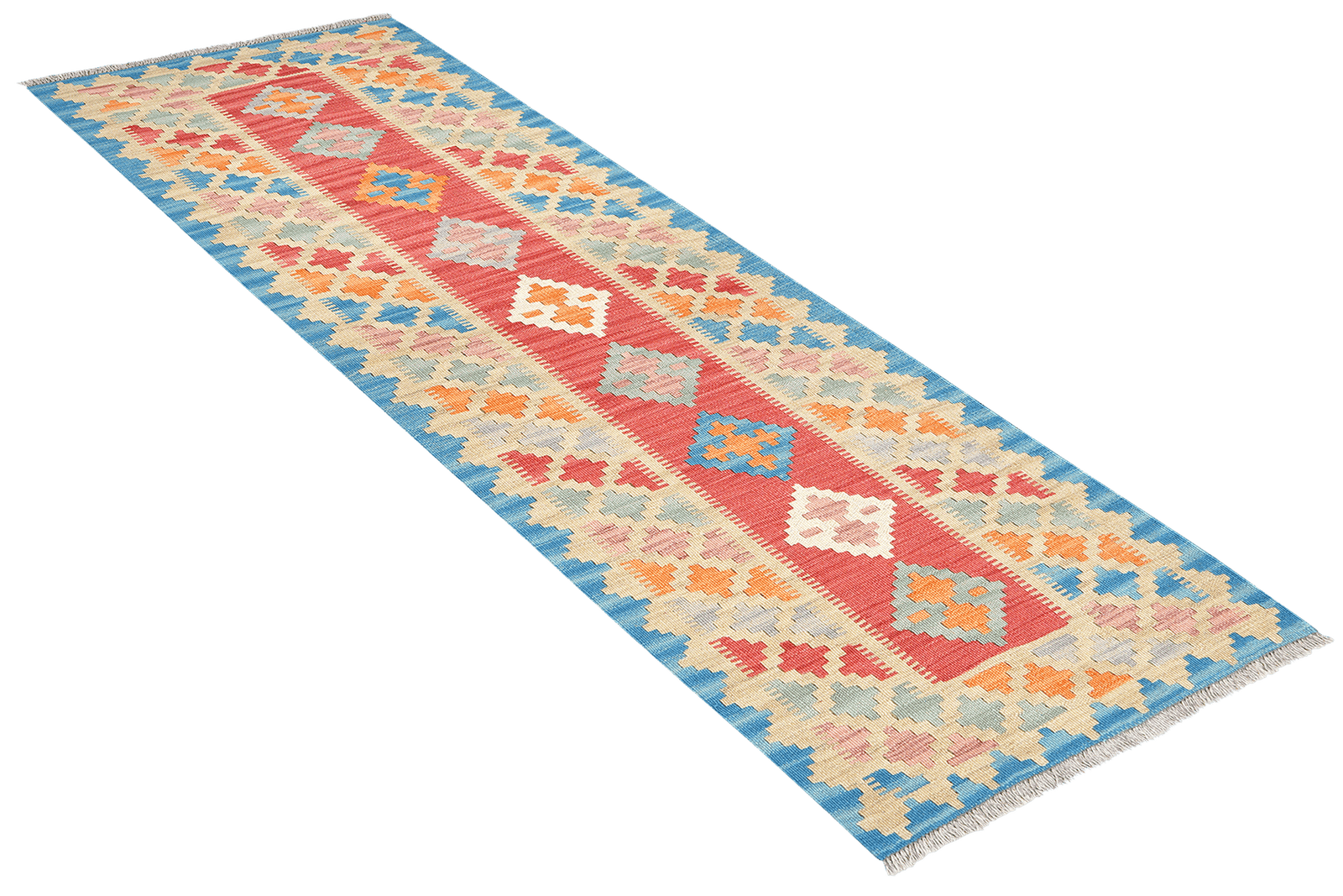 Kelim Gashgai — Handmade, 64x196 cm, Red, 100% Virgin Wool | View 4
