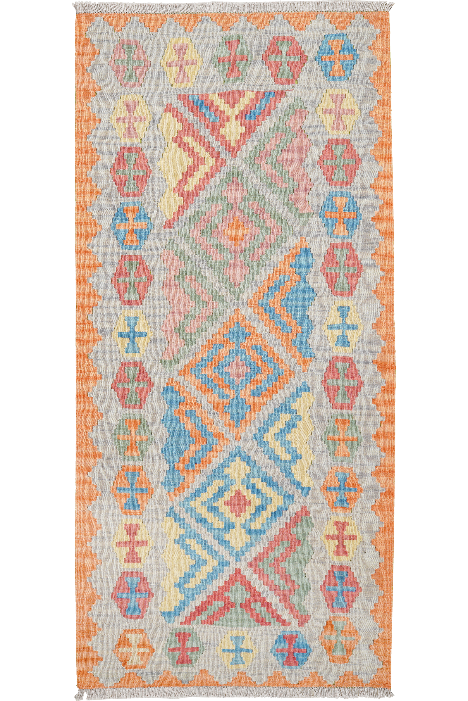 Kelim Gashgai — Handgefertigt, 189x86 cm, Grau, 100% Virgin Wool | Main view