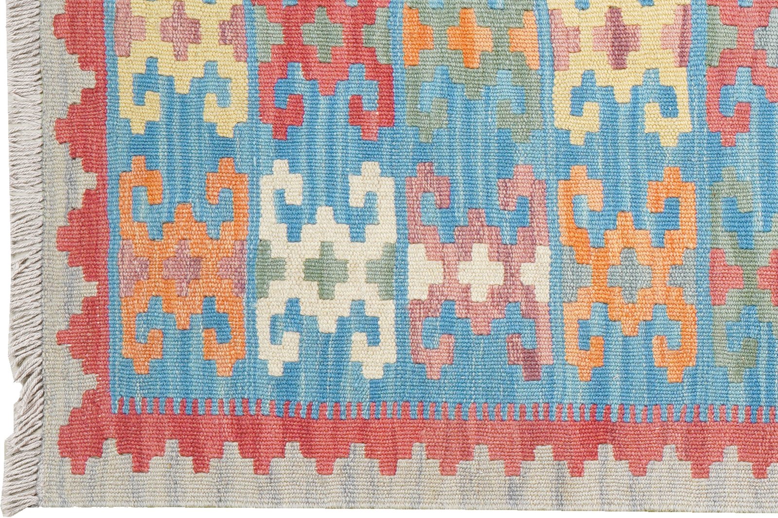 Kelim Gashgai — Handmade, 86x249 cm, Blue, 100% Virgin Wool | View 3