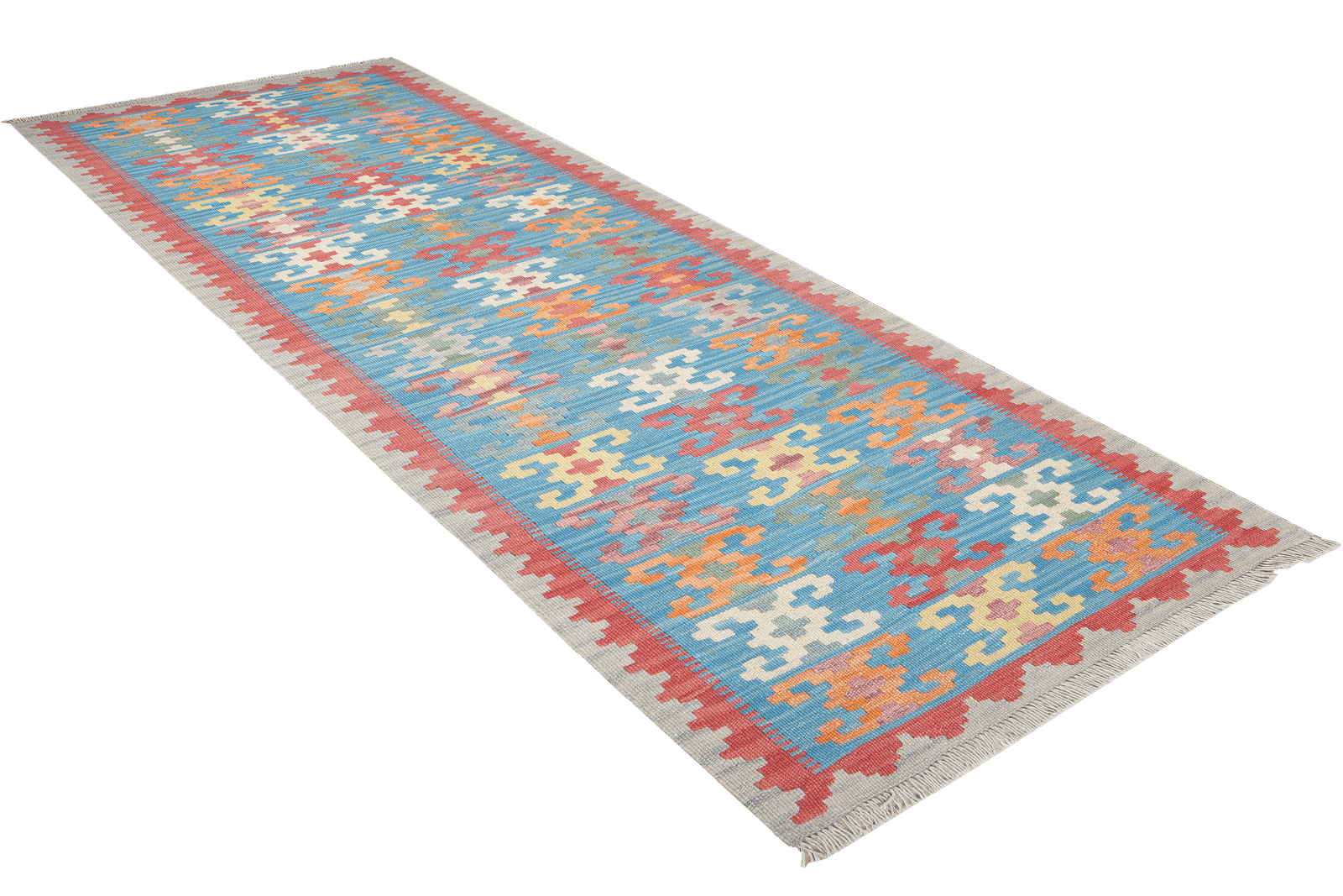 Kelim Gashgai — Handmade, 86x249 cm, Blue, 100% Virgin Wool | View 4