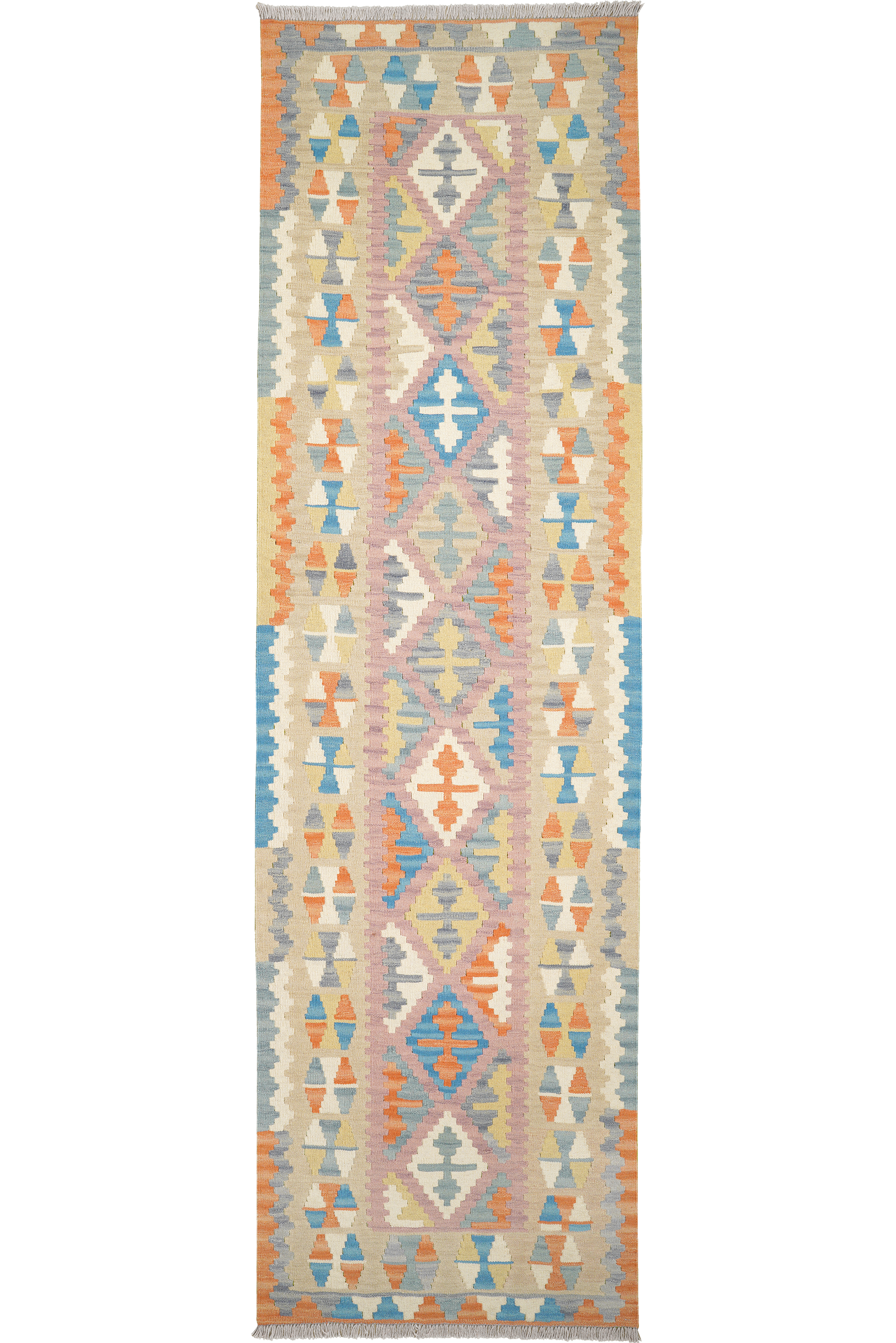 Kelim Gashgai — Handgefertigt, 297x85 cm, Beige, 100% Virgin Wool | Main view