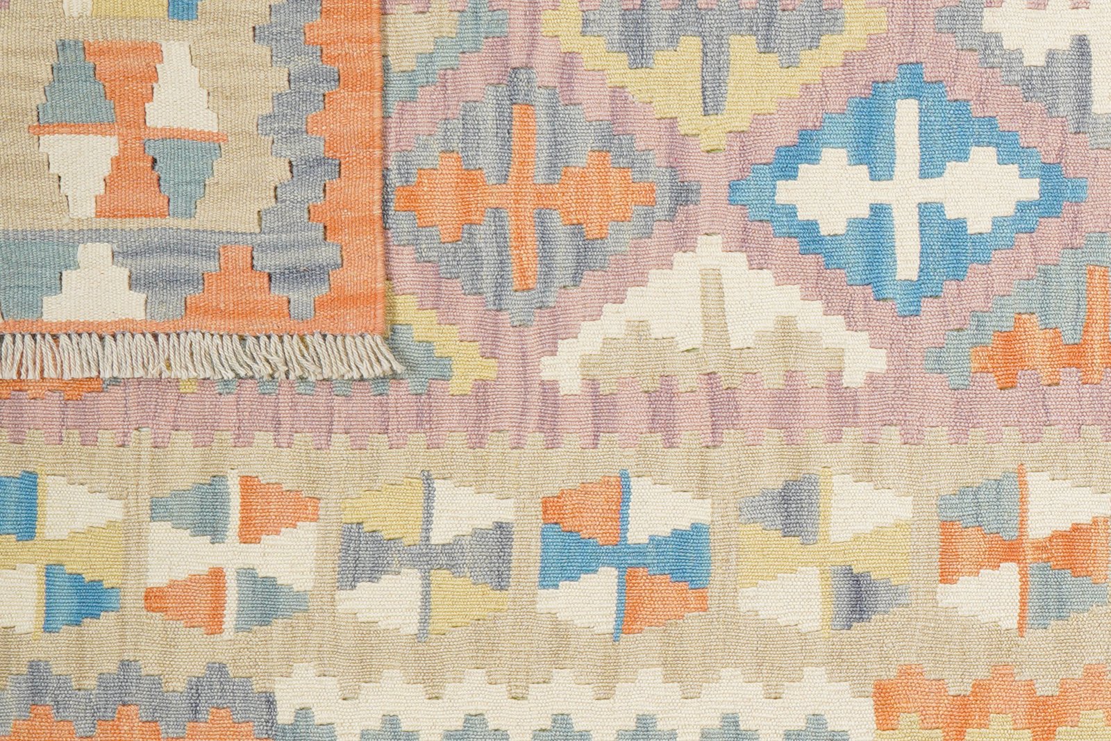 Kelim Gashgai — Handmade, 85x297 cm, Pink, 100% Virgin Wool | View 6
