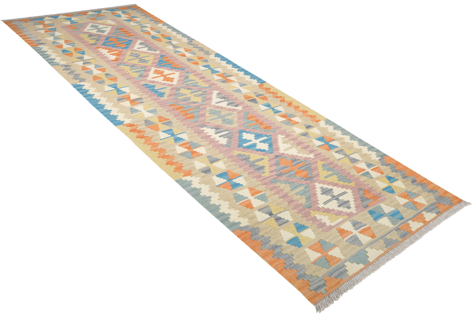 Kelim Gashgai — Handgefertigt, 297x85 cm, Beige, 100% Virgin Wool | View 5