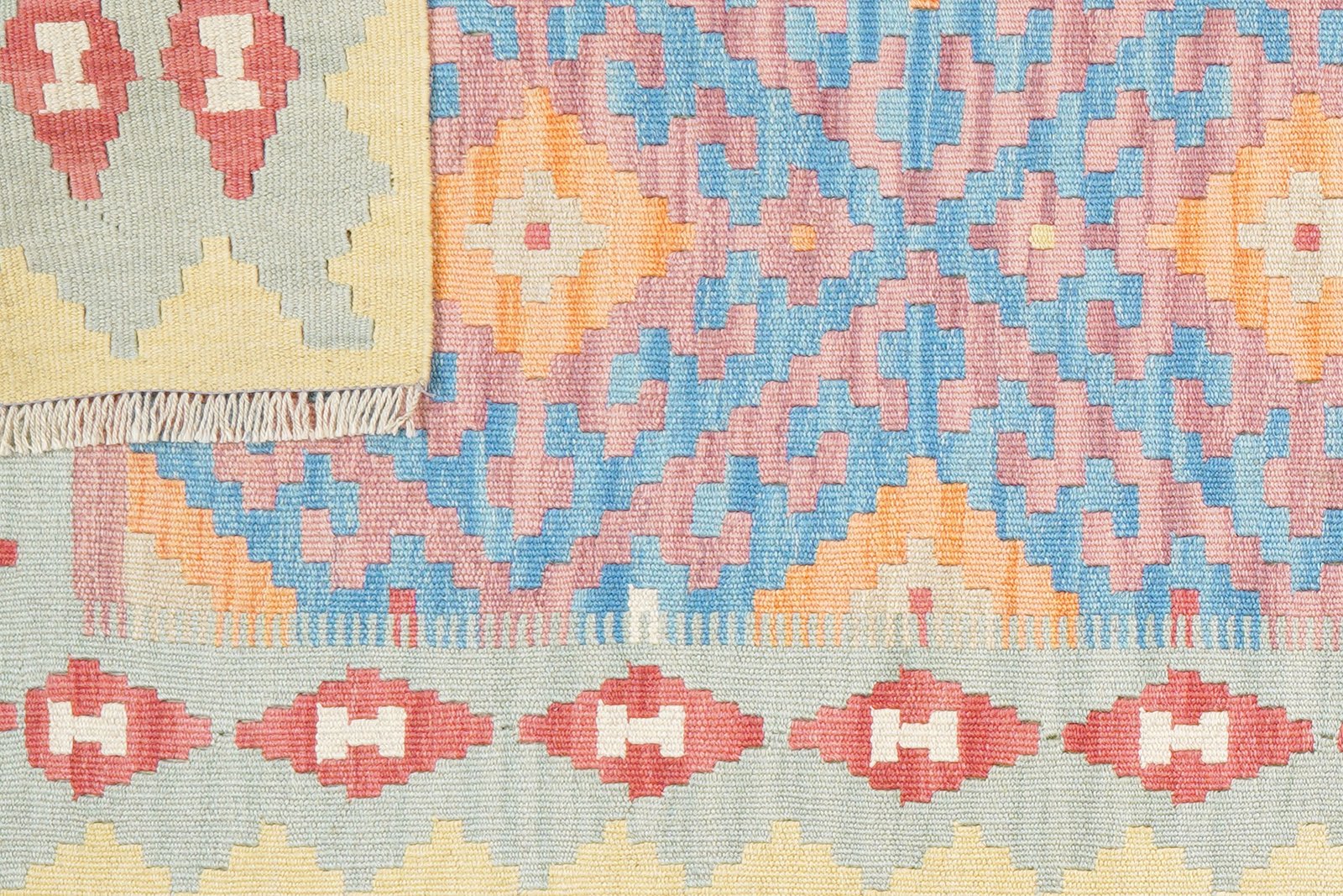 Kelim Gashgai — Handmade, 81x283 cm, Blue, 100% Virgin Wool | View 6