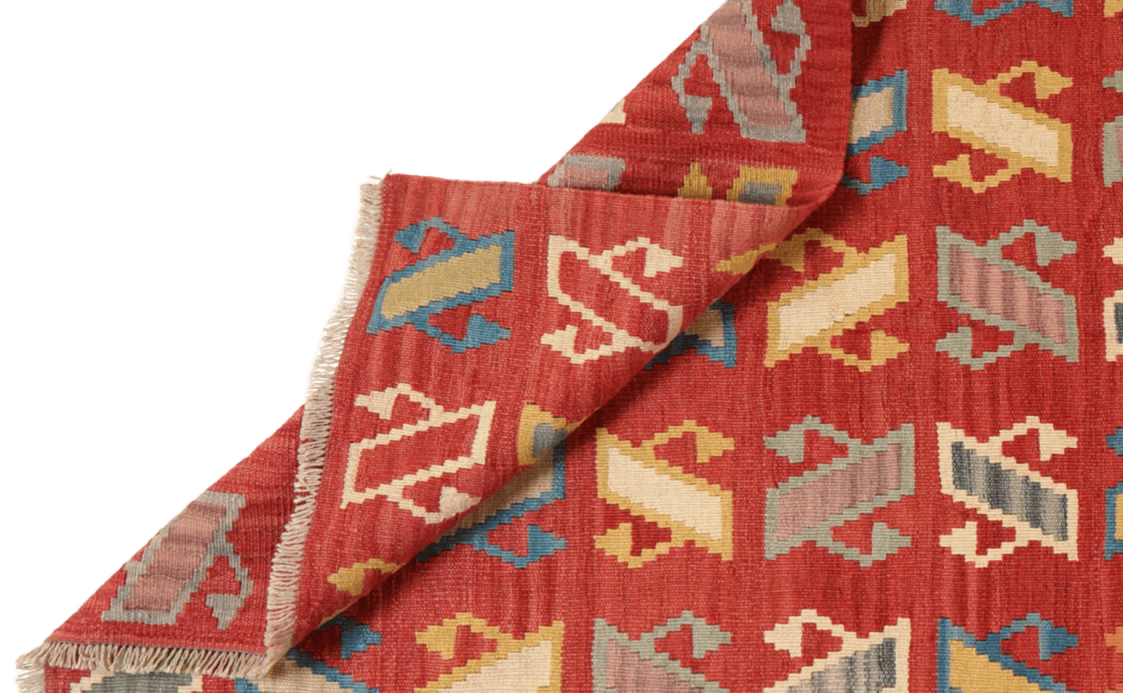 Kelim Gashgai — Handmade, 107x389 cm, Red, 100% Virgin Wool | View 5