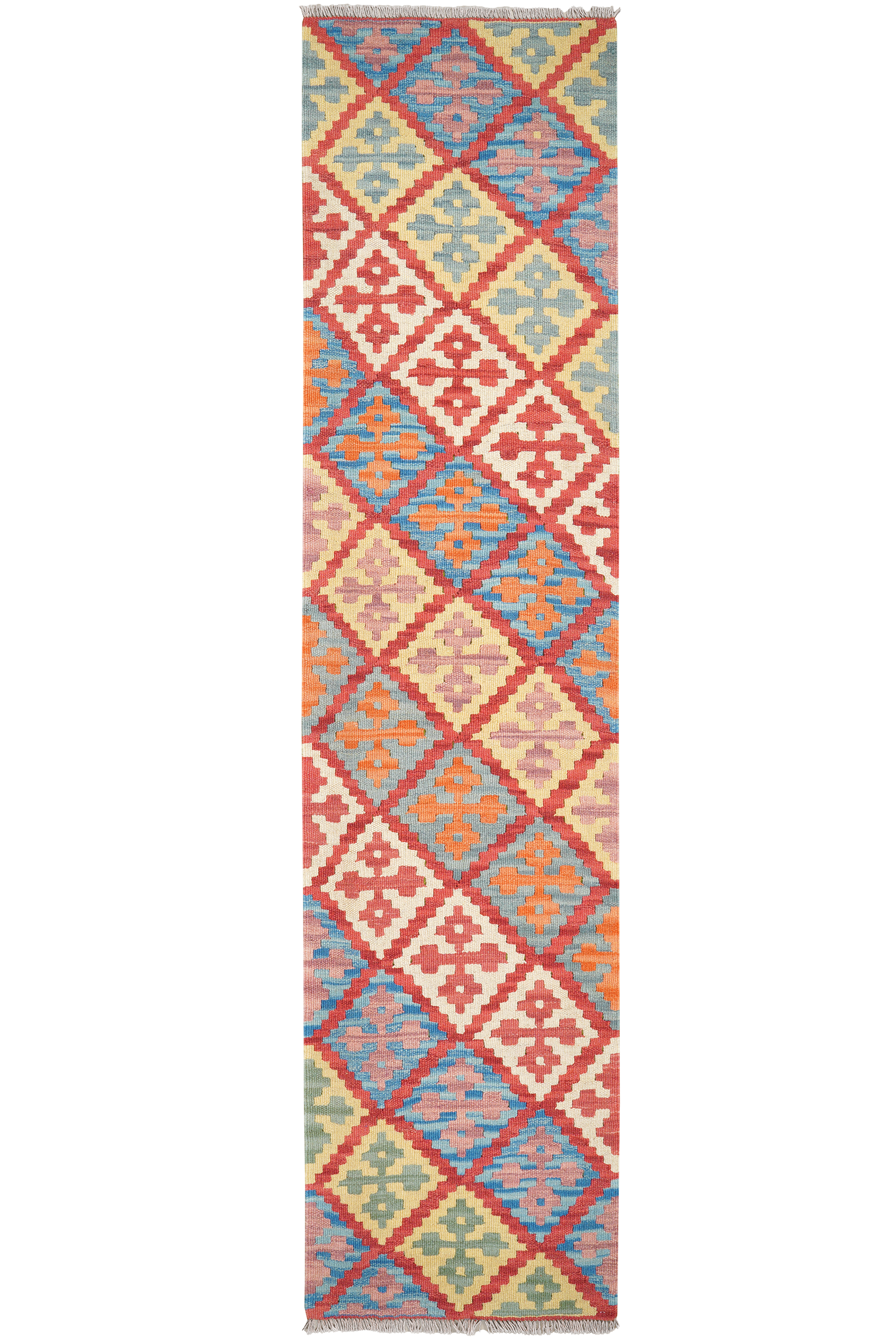 Kelim Gashgai — Handgefertigt, 250x60 cm, Bunt, 100% Virgin Wool | Main view