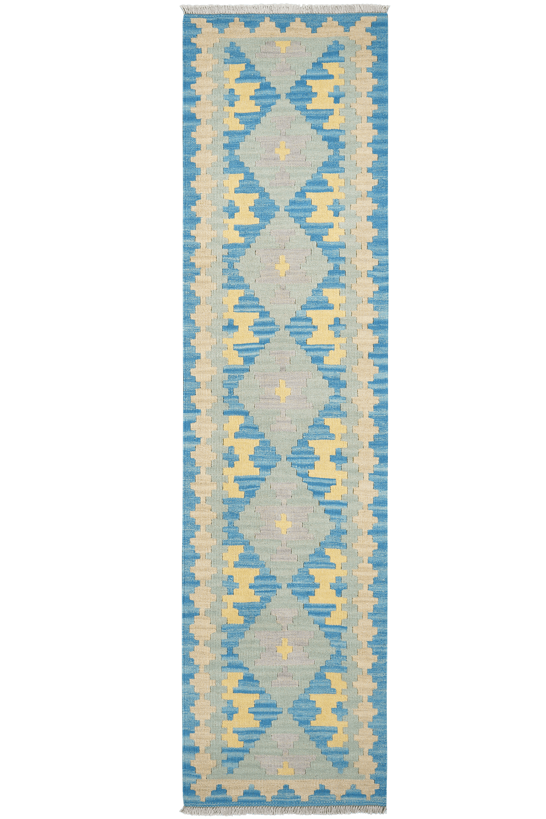 Kelim Gashgai — Handmade, 61x246 cm, Blue, 100% Virgin Wool | Main view