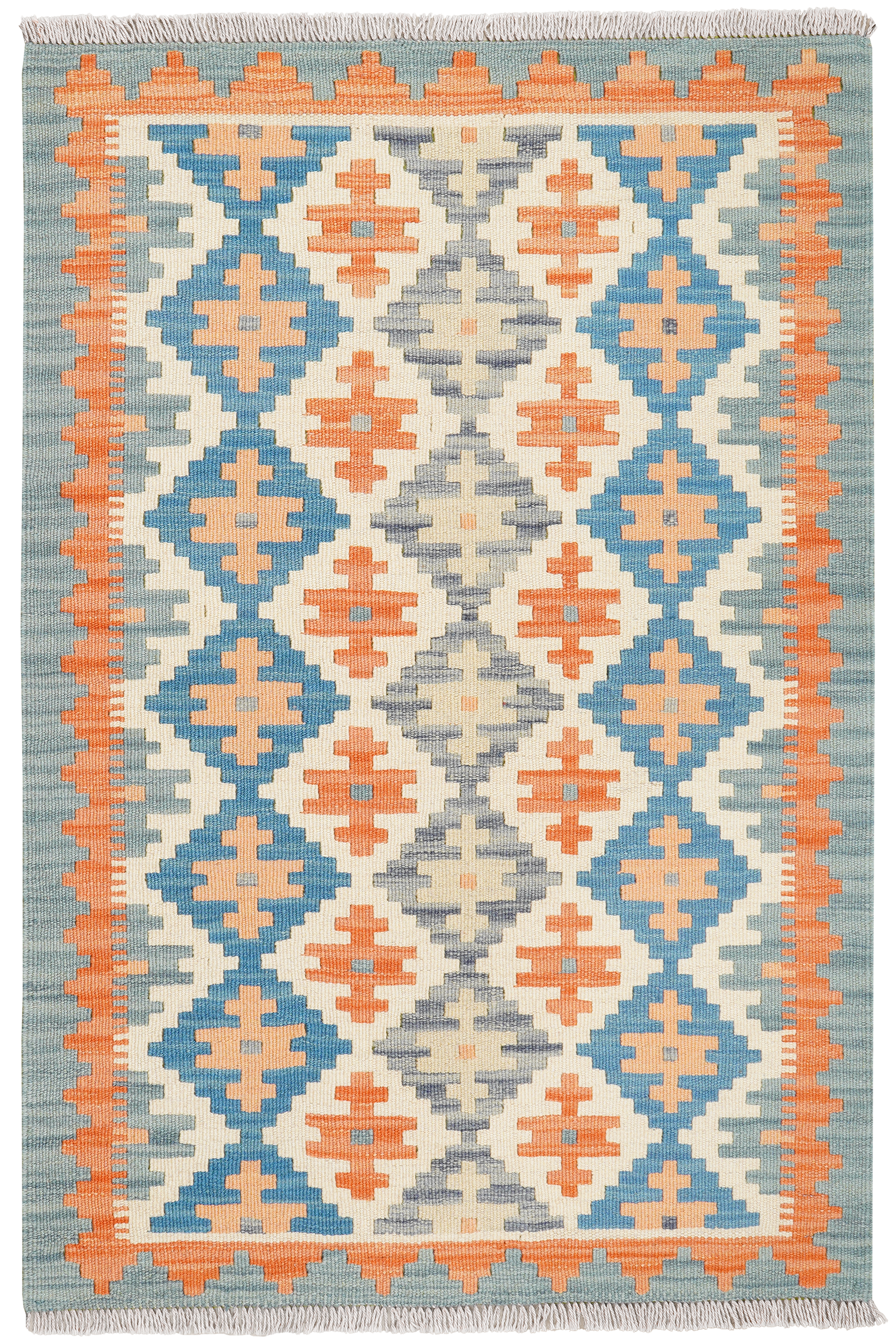 Kelim Gashgai — Handgefertigt, 127x85 cm, Orange, 100% Virgin Wool | Main view