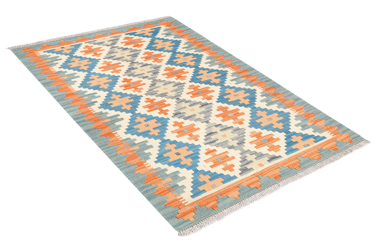 Kelim Gashgai — Handgefertigt, 127x85 cm, Orange, 100% Virgin Wool | View 5