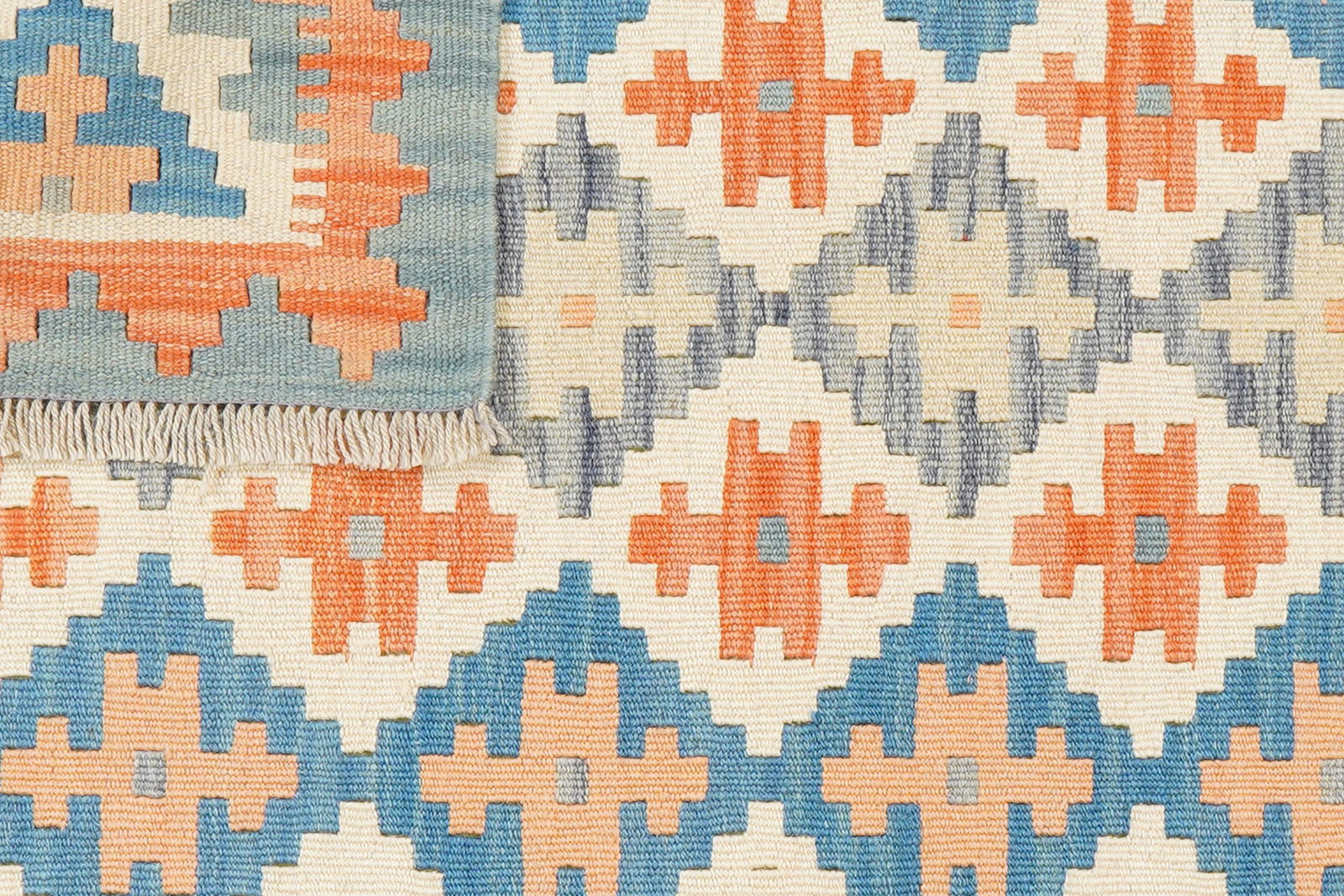 Kelim Gashgai — Handgefertigt, 127x85 cm, Orange, 100% Virgin Wool | View 7