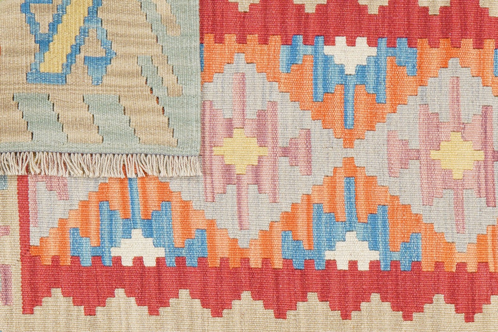 Kelim Gashgai — Handmade, 107x158 cm, Red, 100% Virgin Wool | View 6
