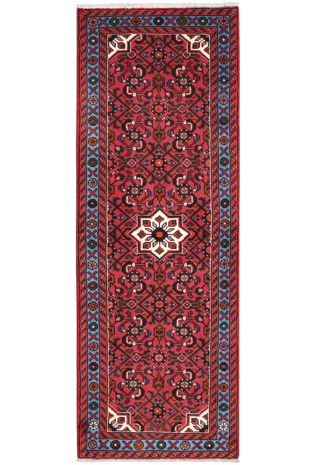 Hosseinabad — Hand-knotted, 69x196 cm, Red, 100% Virgin Wool | Main view