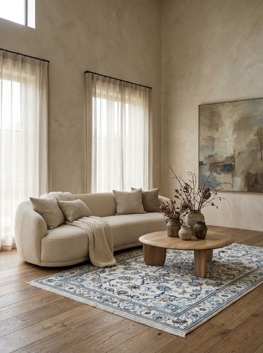 Nain 12La — Hand-knotted, 119x195 cm, Beige, 100% Virgin Wool | Detail view