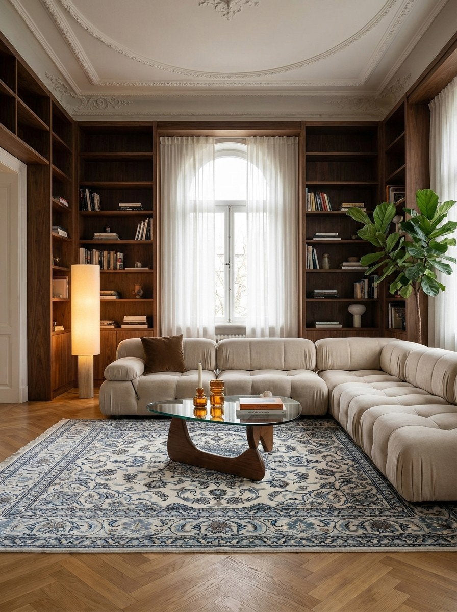 Nain 12La — Handgefertigt, 241x193 cm, Beige, 100% Virgin Wool | Back view