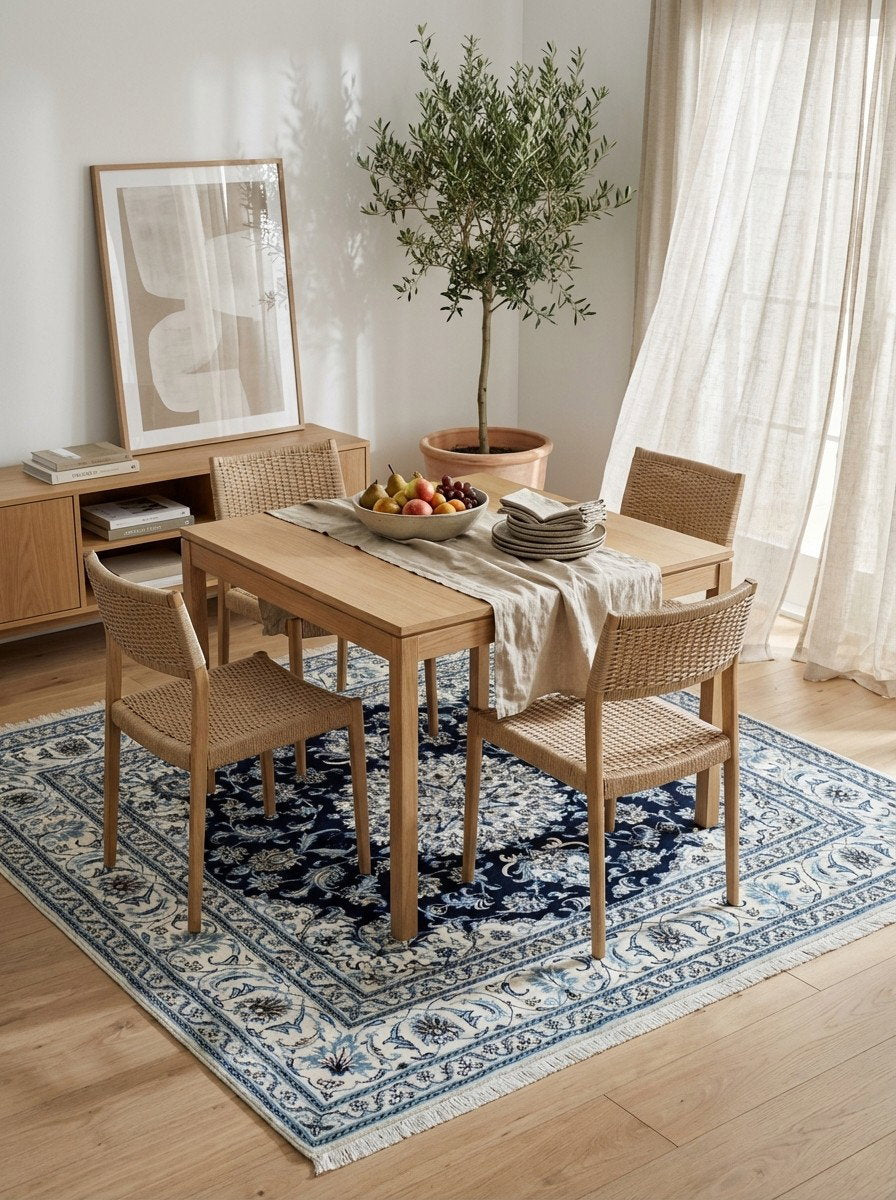 Nain 12La — Handgefertigt, 193x194 cm, Beige, 100% Virgin Wool | Detail view