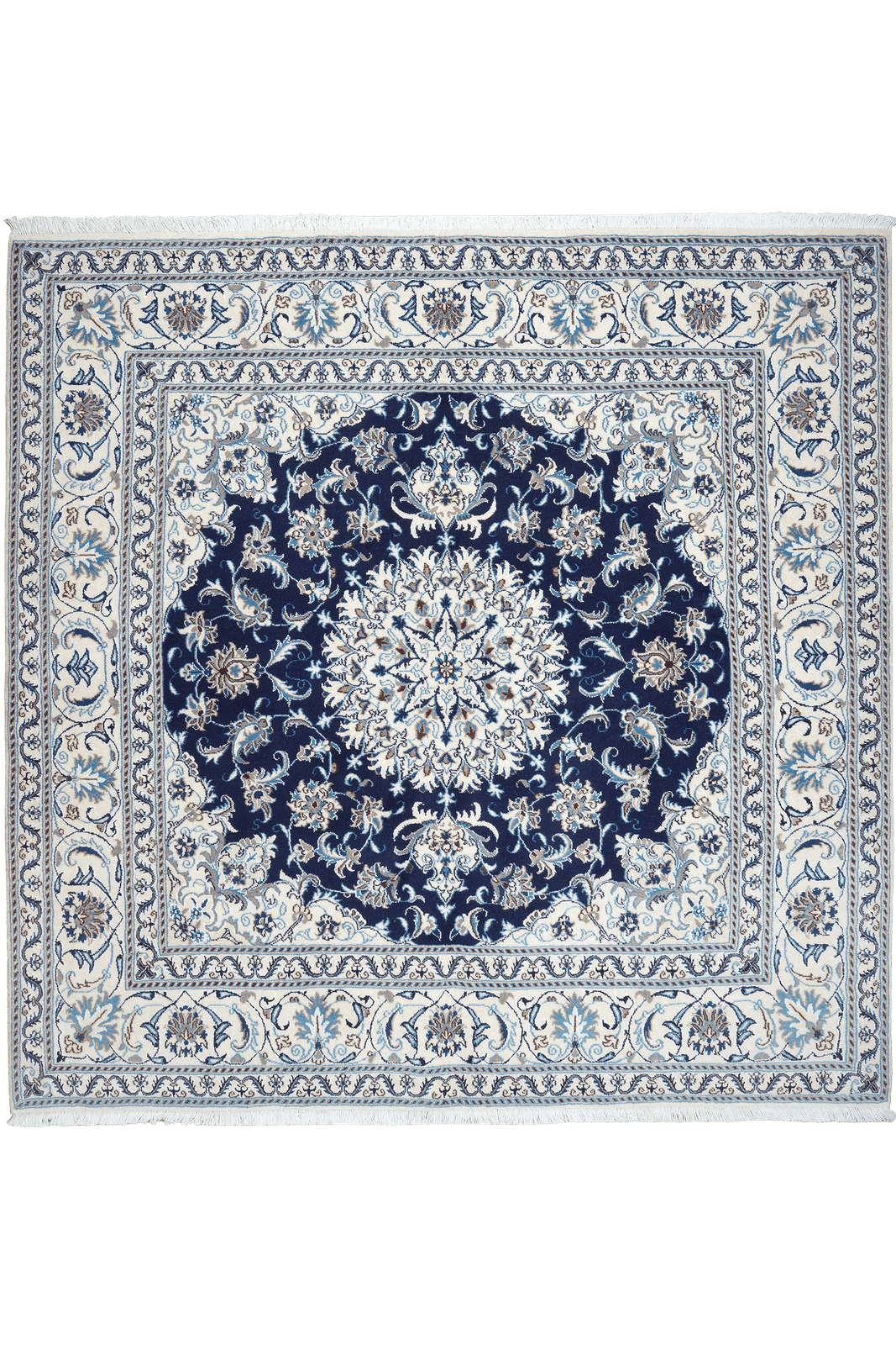 Nain 12La — Hand-knotted, 198x194 cm, Blue, 100% Virgin Wool | Main view