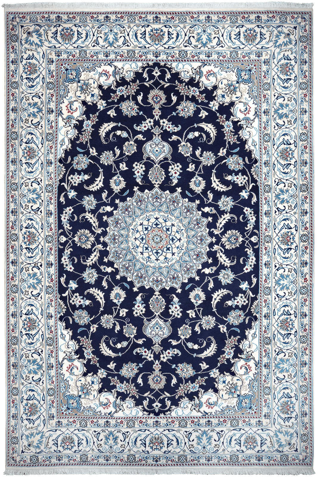 Nain 12La — Hand-knotted, 197x298 cm, Blue, 100% Virgin Wool | Main view