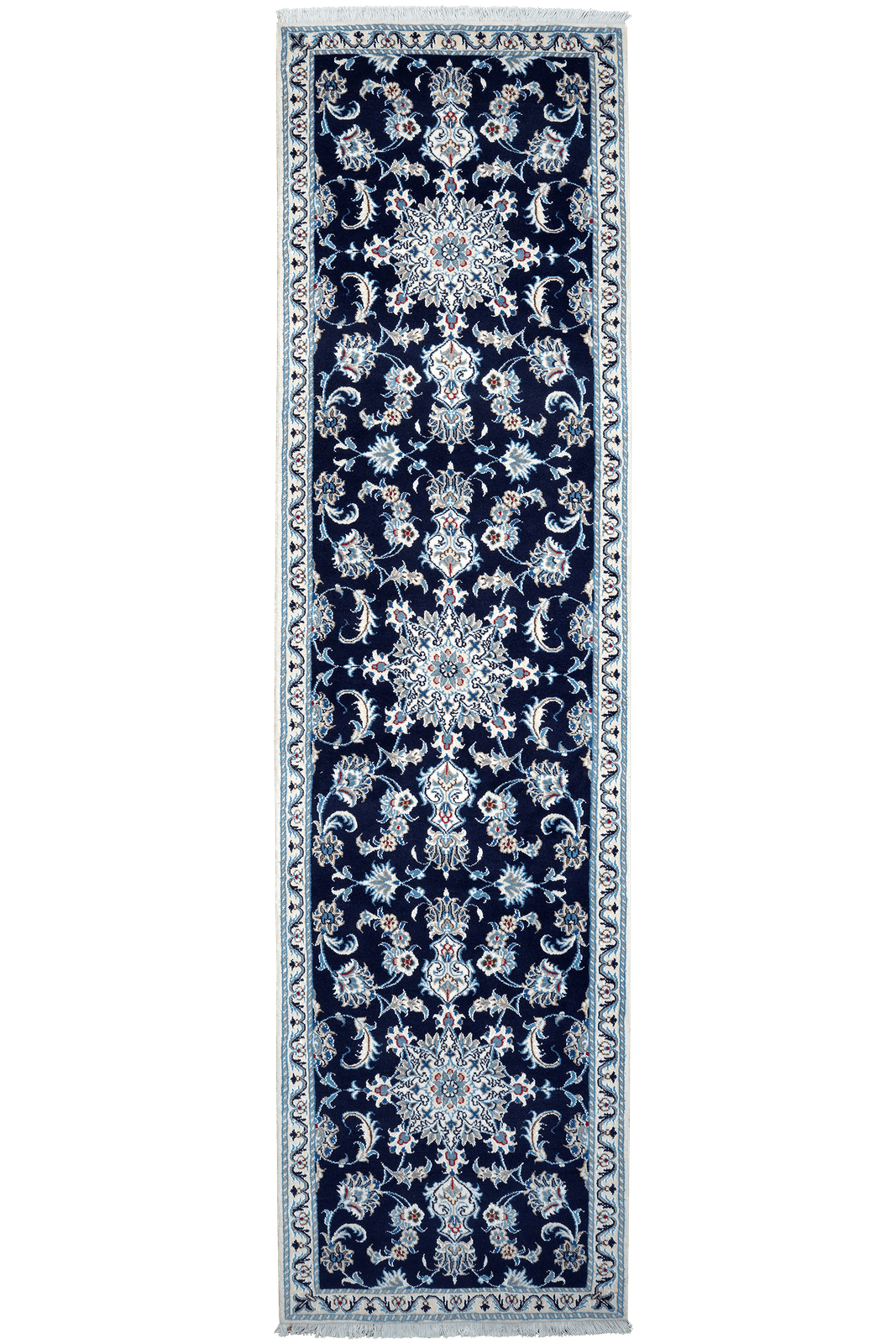 Nain 12La — Hand-knotted, 77x290 cm, Blue, 100% Virgin Wool | Main view