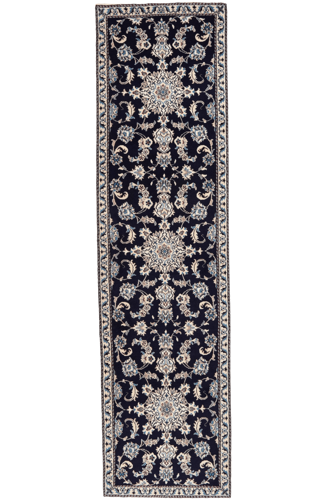 Nain 12La — Hand-knotted, 78x292 cm, Blue, 100% Virgin Wool | Main view