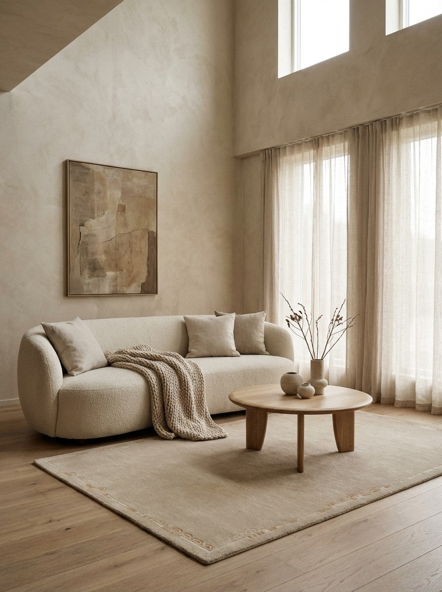 Nepal Nisha — Hand-knotted, 169x242 cm, Beige, 100% Virgin Wool | Detail view
