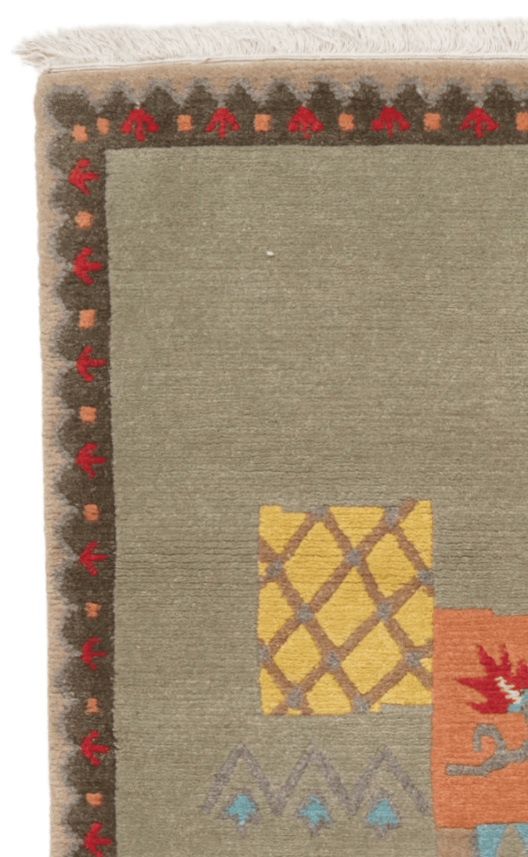 Nepal Smita — Hand-knotted, 121x185 cm, Green, 100% Virgin Wool | View 3