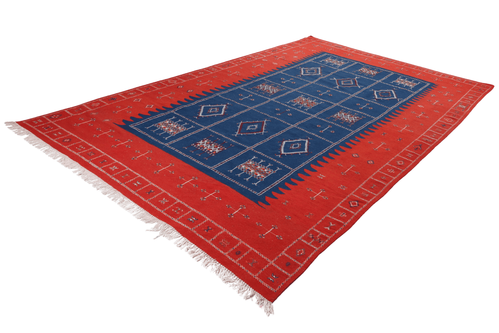 Kelim — Handmade, 208x316 cm, Blue, 100% Virgin Wool | View 6