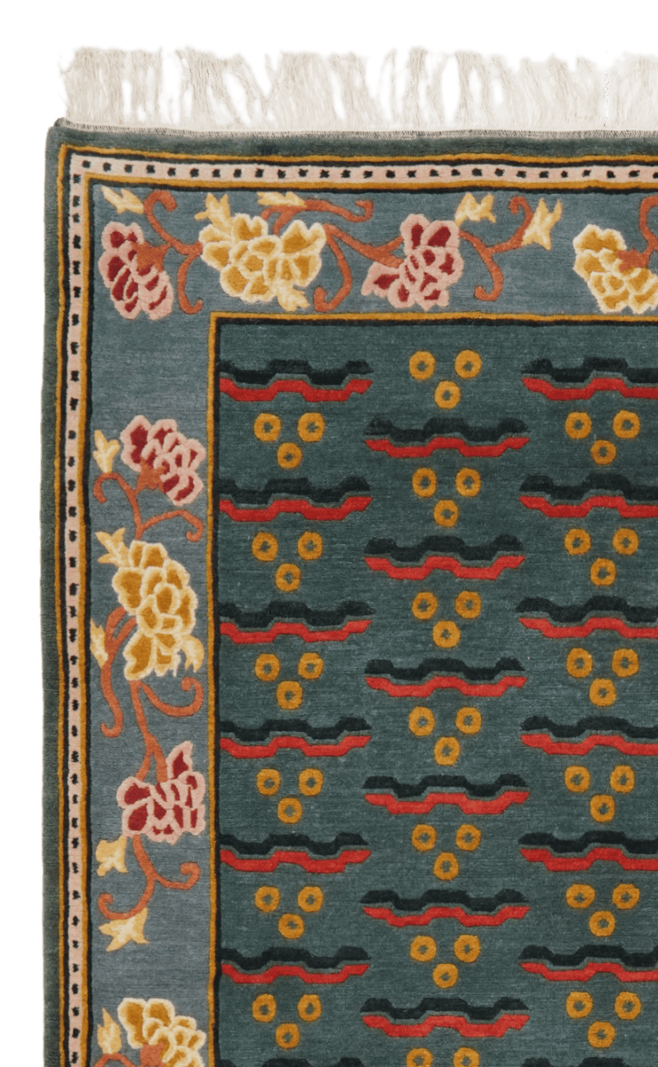 Nepal Uma — Hand-knotted, 158x223 cm, Green, 100% Virgin Wool | View 3
