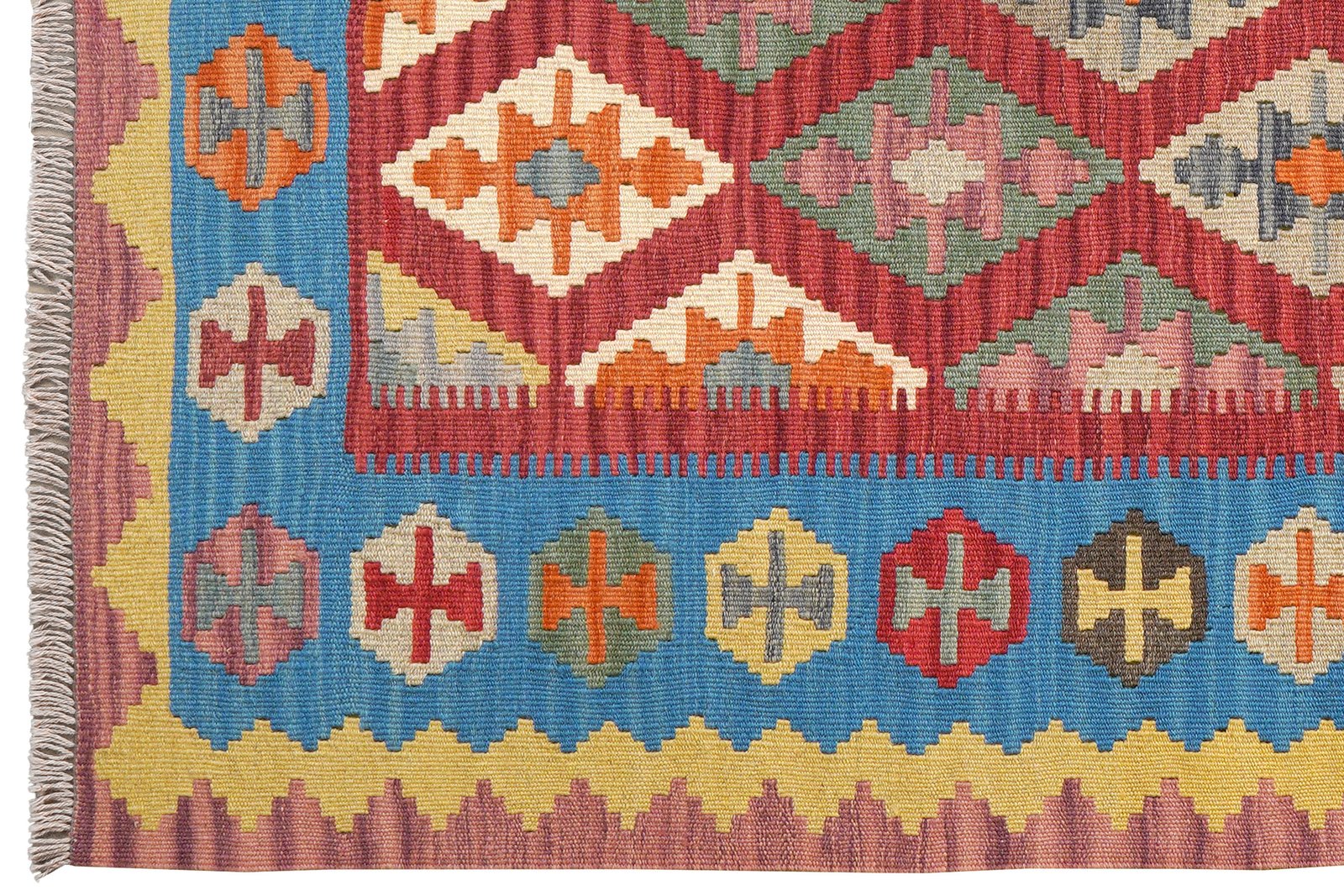 Kelim Gashgai — Handmade, 122x174 cm, Red, 100% Virgin Wool | View 3