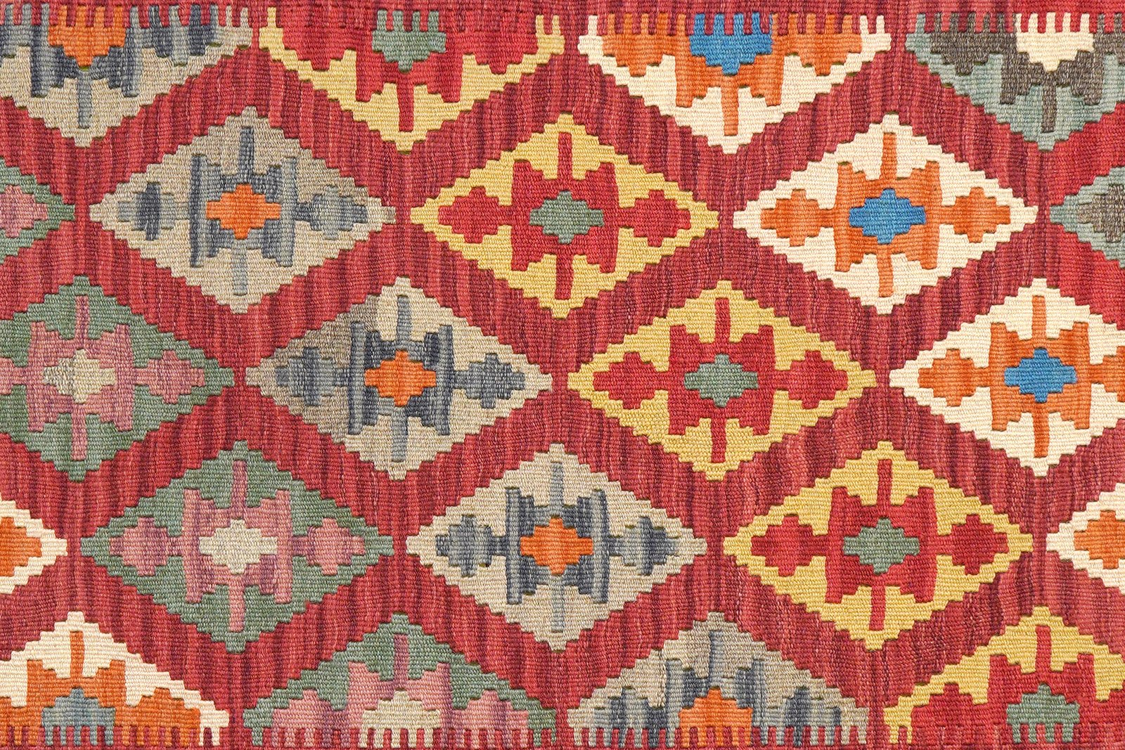 Kelim Gashgai — Handmade, 122x174 cm, Red, 100% Virgin Wool | View 5