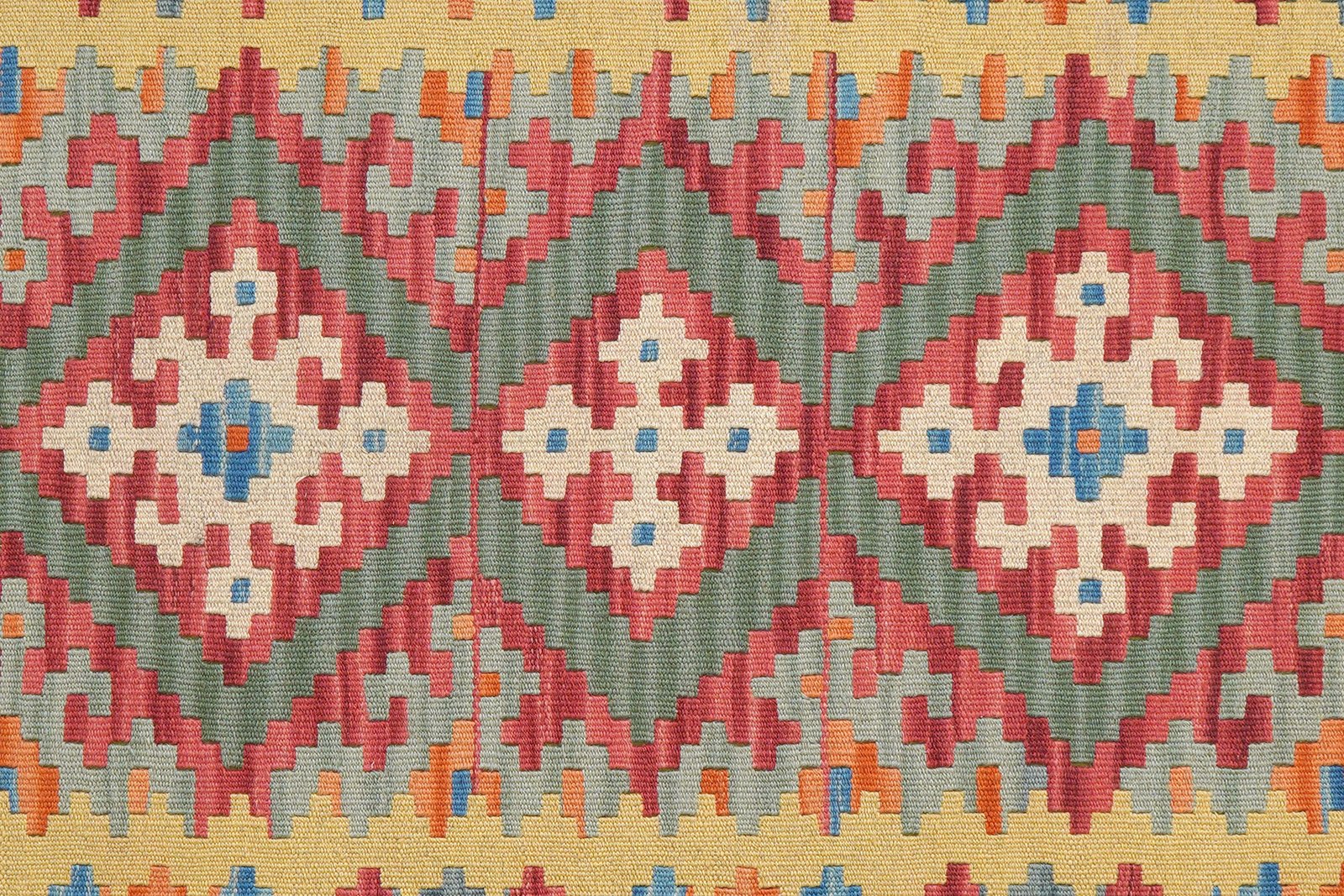 Kelim Gashgai — Handmade, 124x177 cm, Green, 100% Virgin Wool | View 5