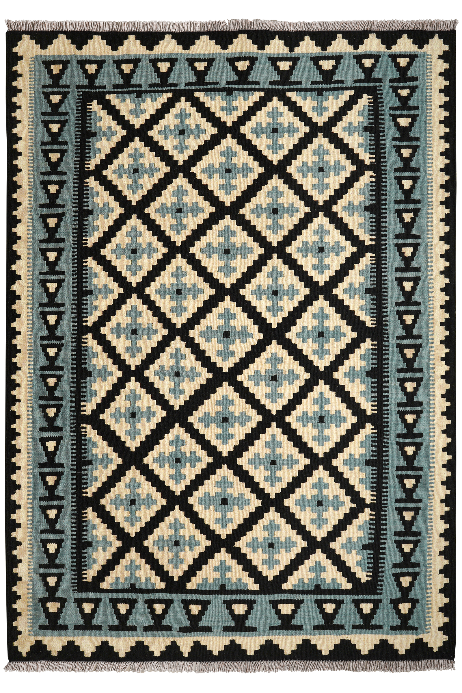 Kelim Gashgai — Handgefertigt, 179x128 cm, Blau, 100% Virgin Wool | Main view