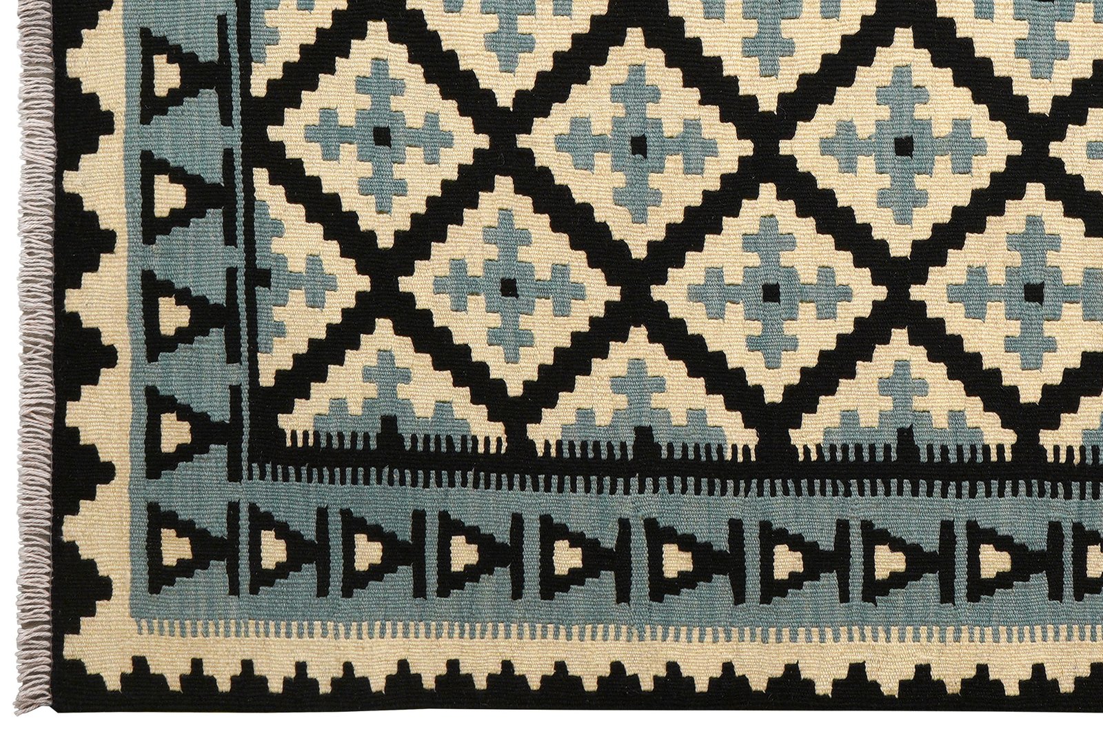Kelim Gashgai — Handmade, 128x179 cm, Black, 100% Virgin Wool | View 3