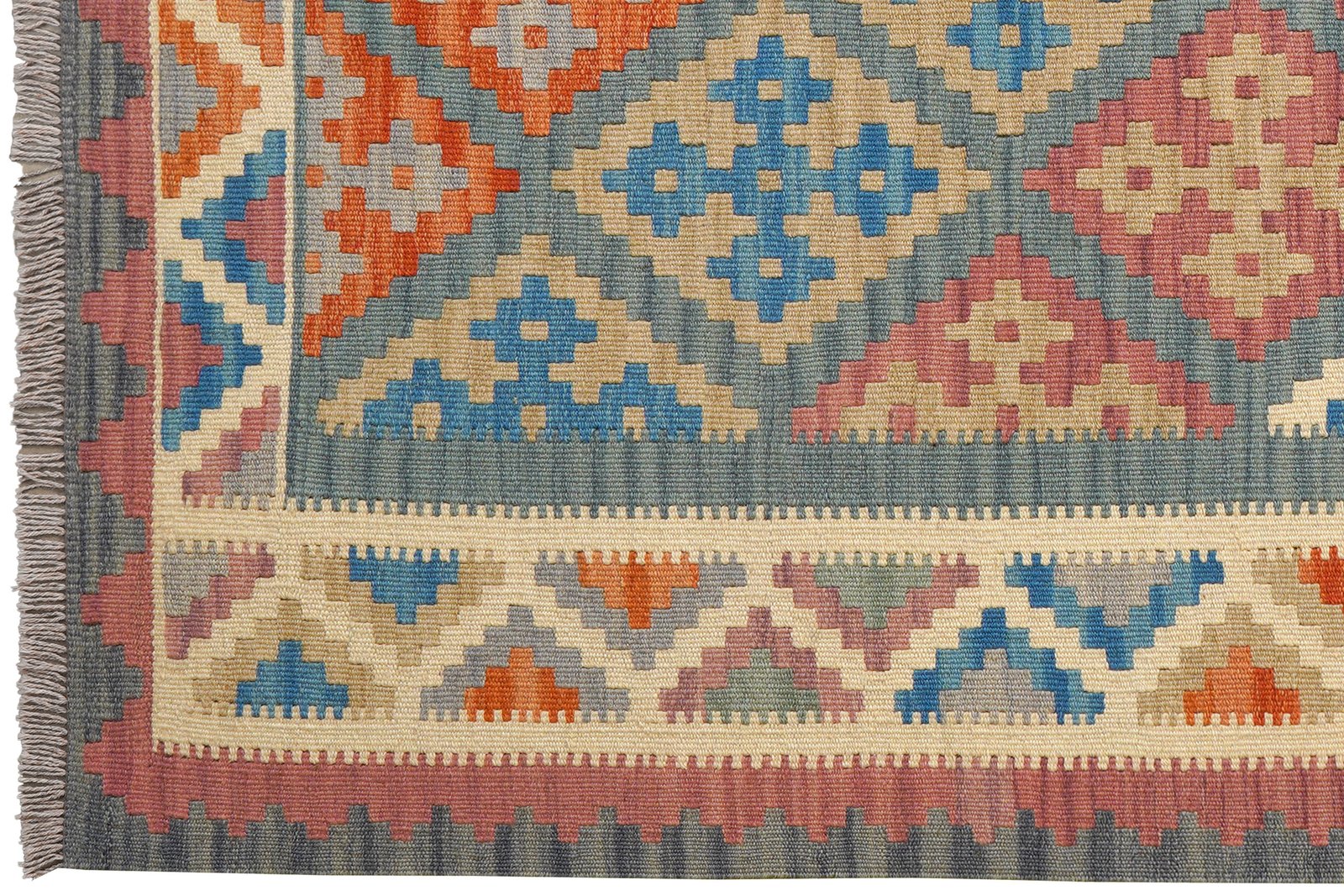 Kelim Gashgai — Handmade, 128x182 cm, Green, 100% Virgin Wool | View 3