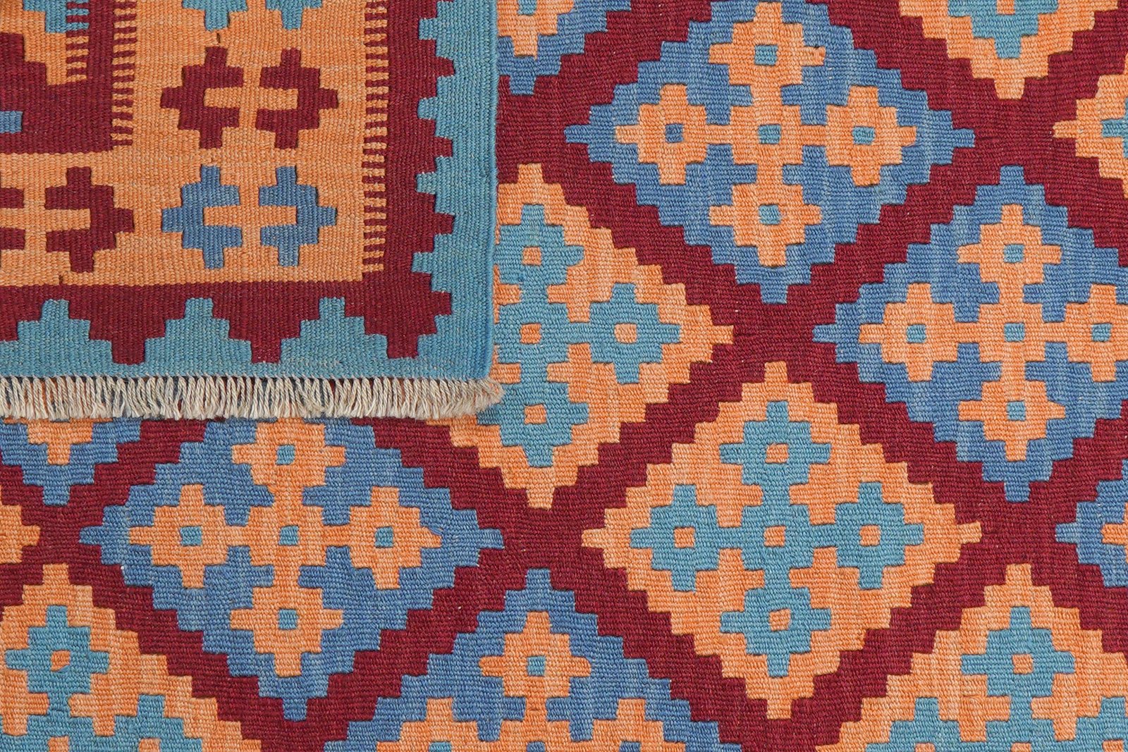 Kelim Gashgai — Handmade, 124x178 cm, Red, 100% Virgin Wool | View 6