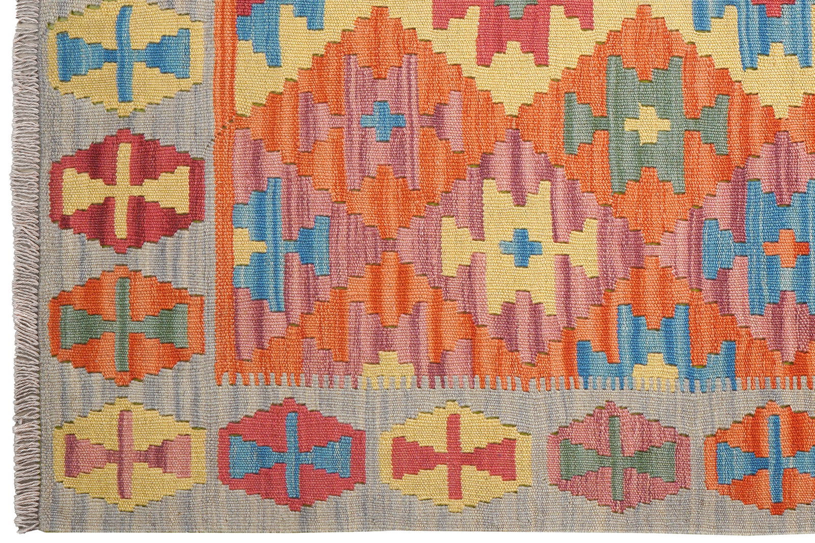 Kelim Gashgai — Handgefertigt, 176x132 cm, Grau, 100% Virgin Wool | View 4