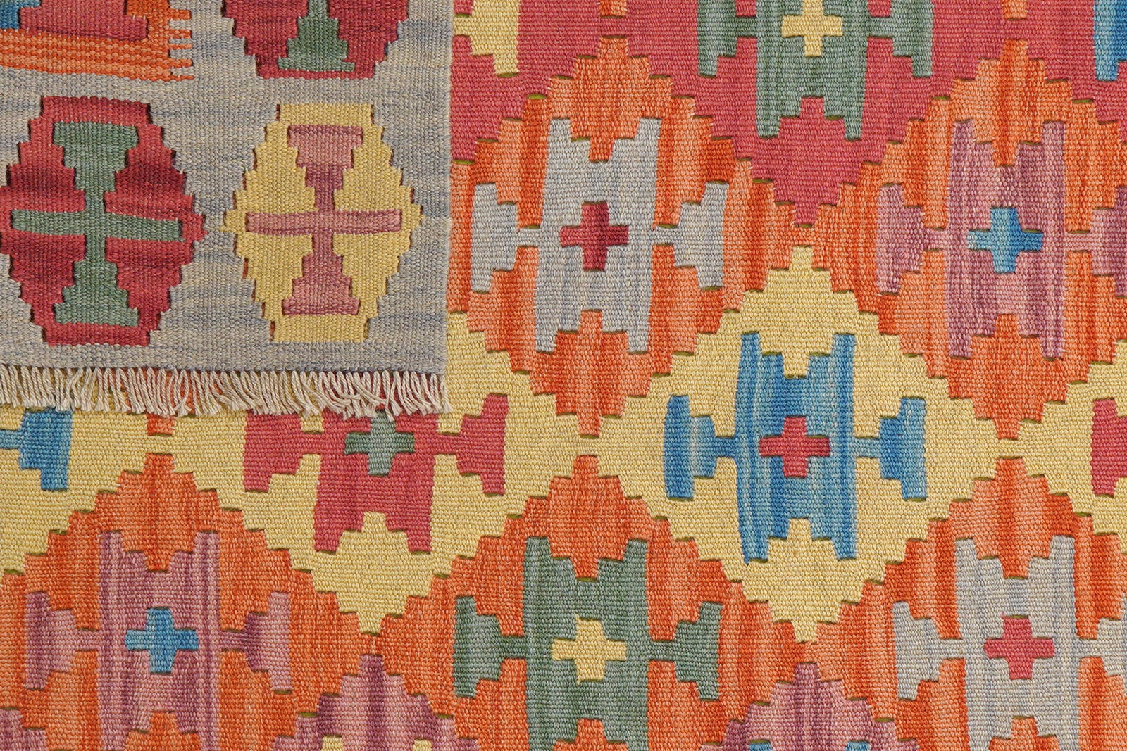 Kelim Gashgai — Handgefertigt, 176x132 cm, Grau, 100% Virgin Wool | View 7