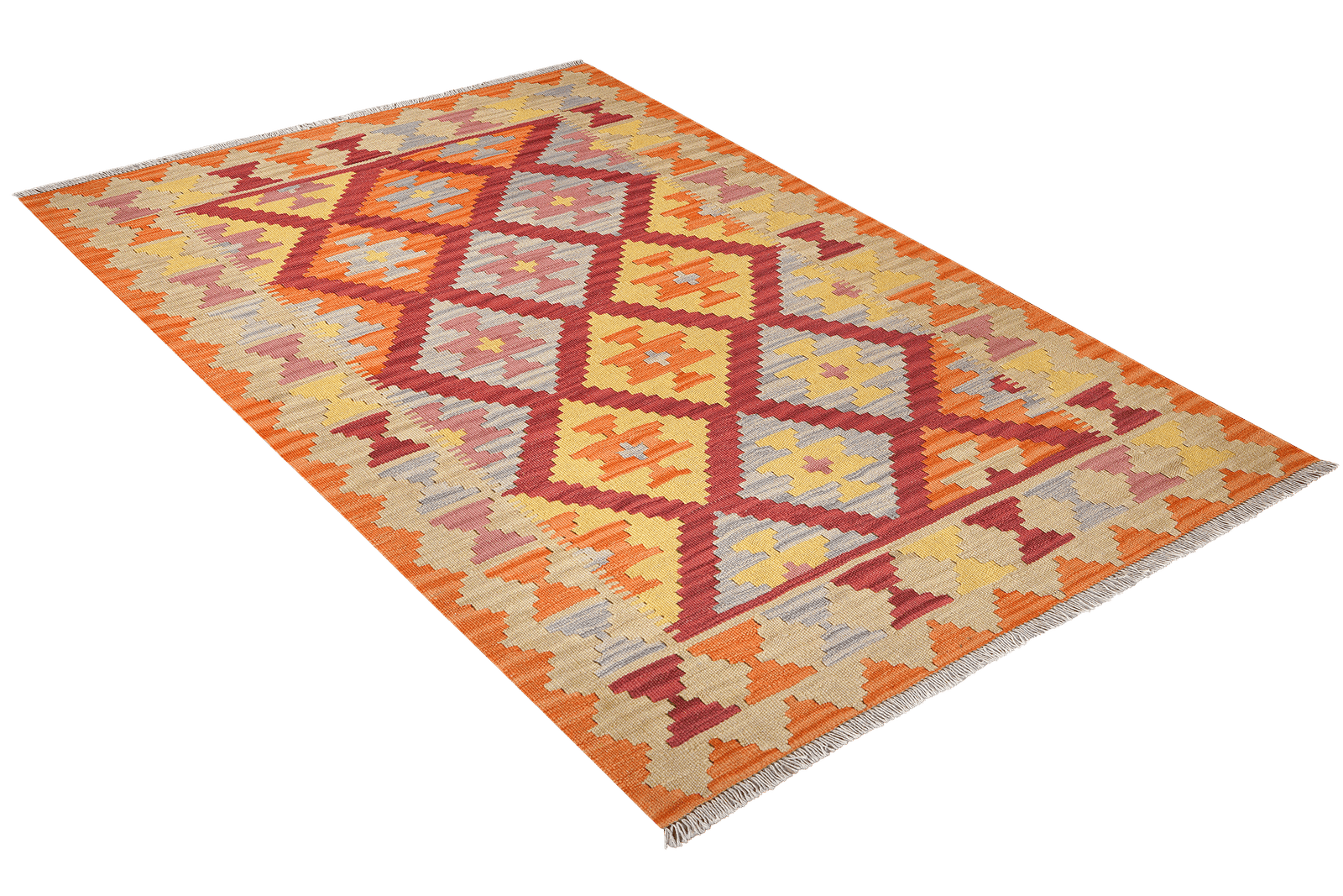 Kelim Gashgai — Handmade, 129x197 cm, Red, 100% Virgin Wool | View 4