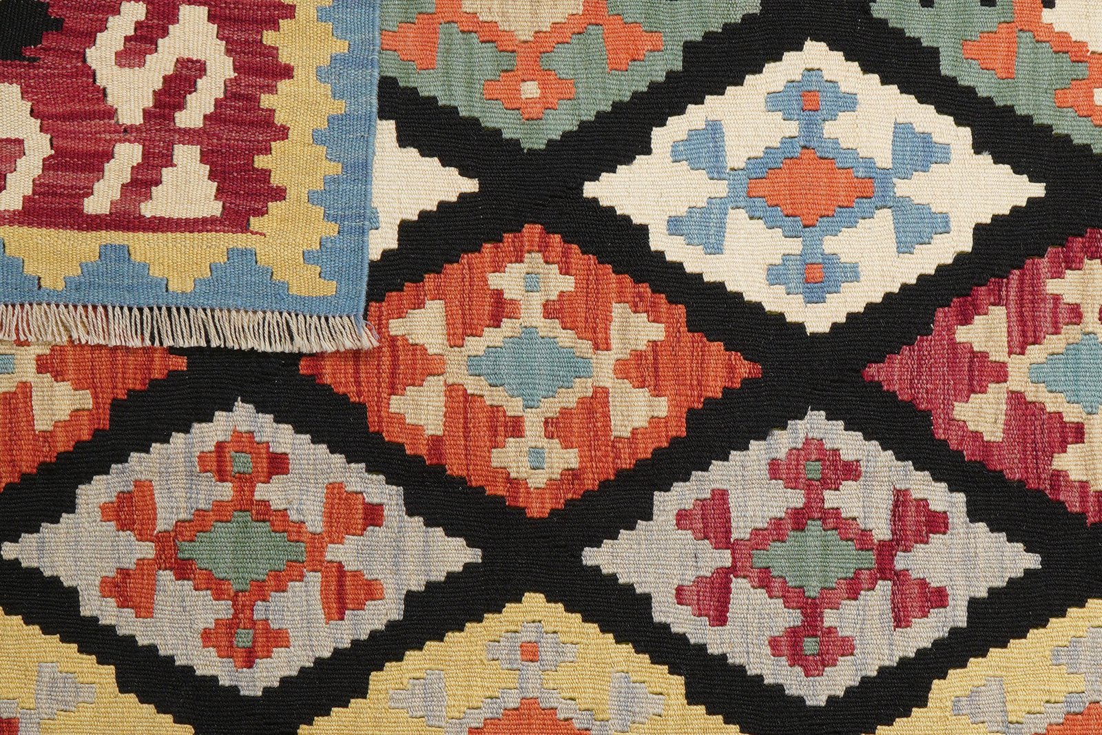 Kelim Gashgai — Handmade, 158x197 cm, Black, 100% Virgin Wool | View 6